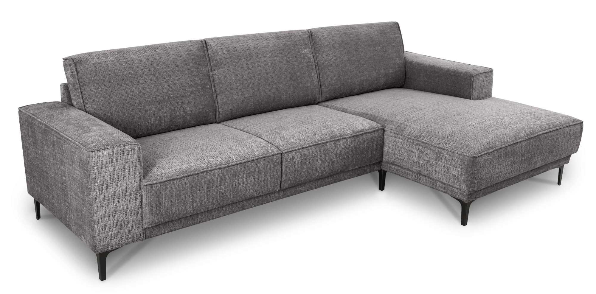Places of Style Ecksofa »Polsterecke Oland, Struktur, Flachgewebe, Luxus-Microfaser, Boucle«, L-Form, 280 cm, Wellenunterfederung, Skandi-Design, Metallfüße