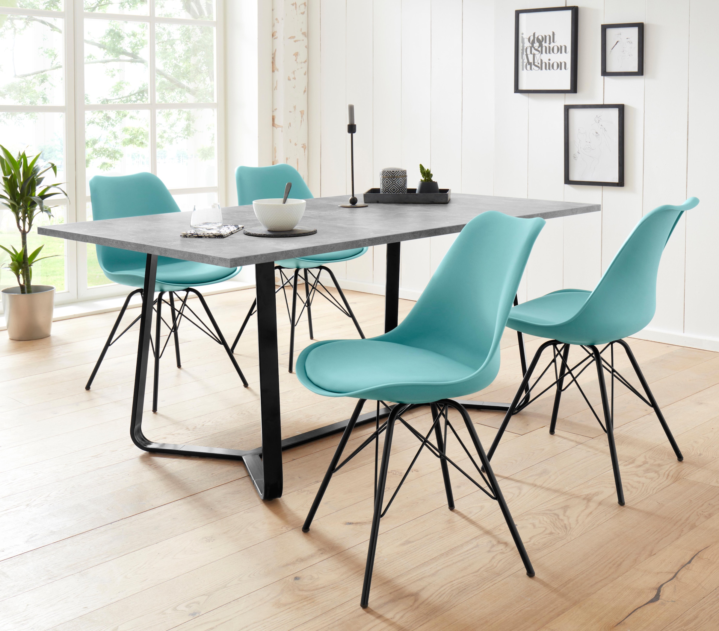 Homexperts 4-Fußstuhl »Ursel 01«, (Set), 2 St., Kunstleder, Sitzschale mit Sitzkissen in Kunstleder