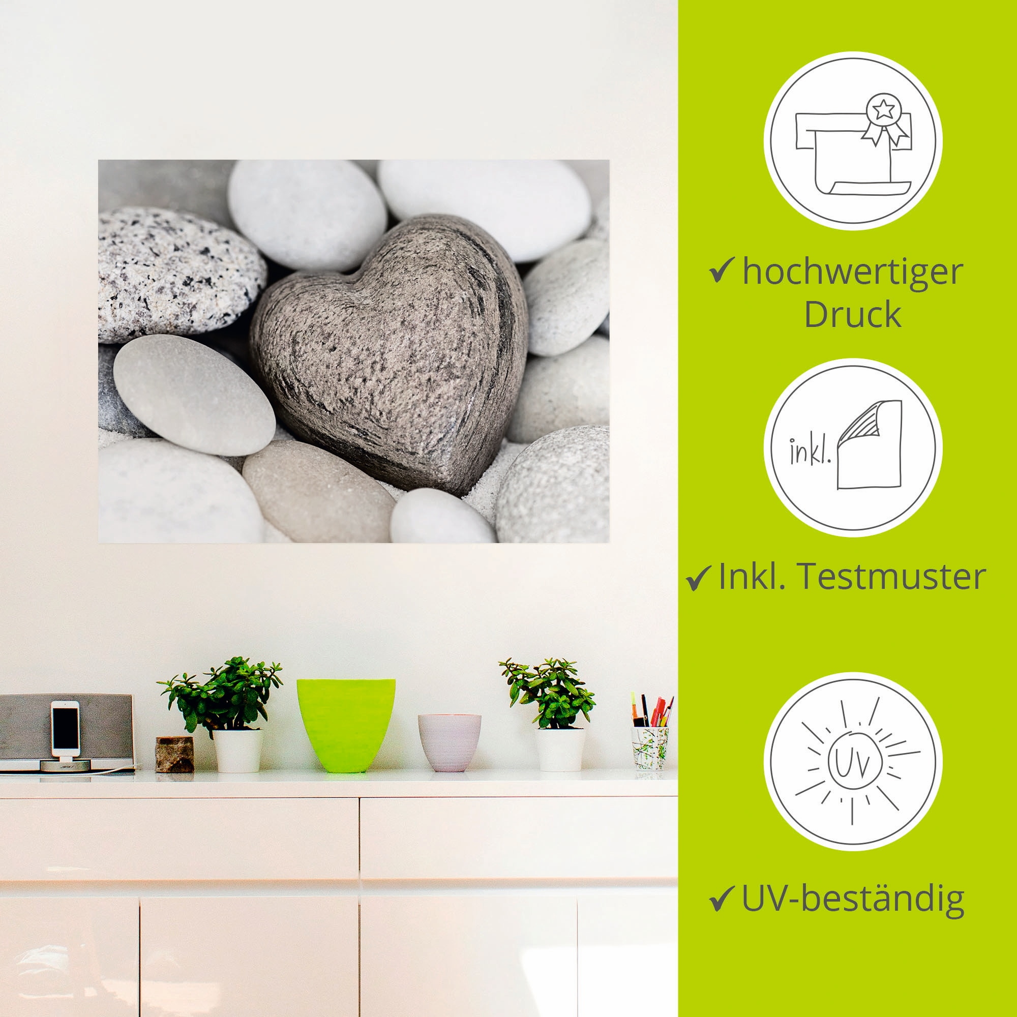 Artland Wandbild »Steinherz«, Zen, (1 St.), als Leinwandbild, Poster, Wandaufkleber in verschied. Größen