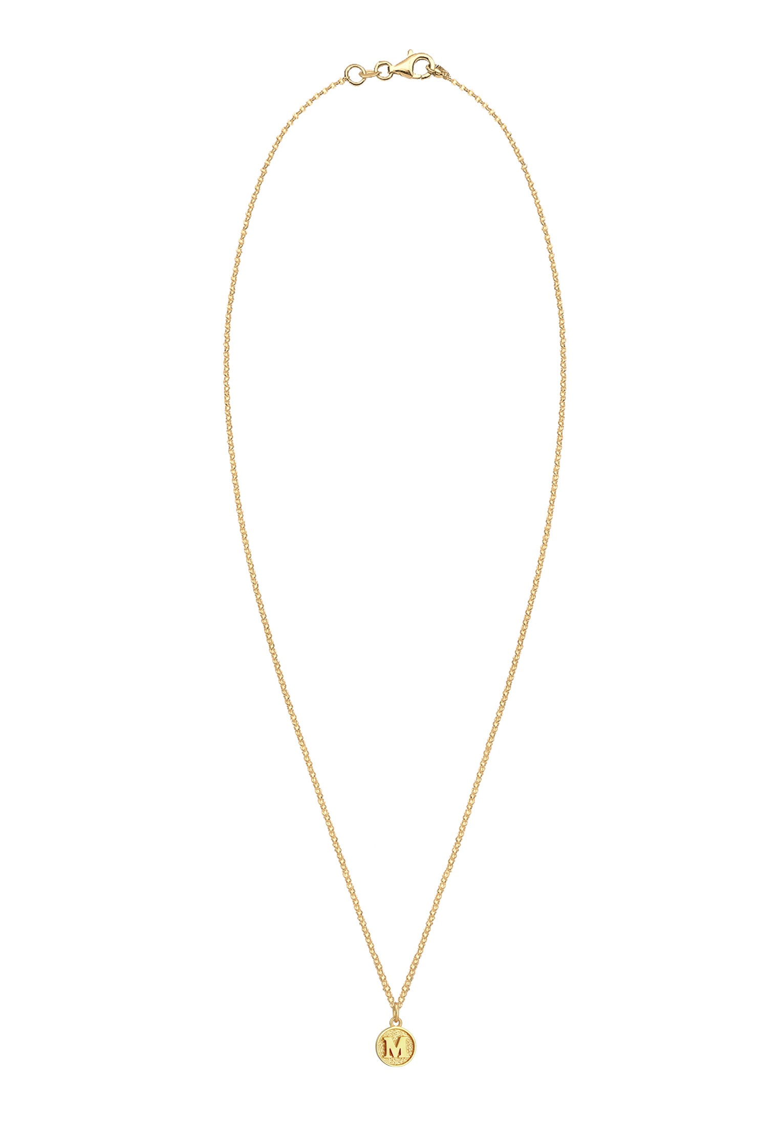 Elli Kette mit Anhänger »Halskette Plättchen Vintage Buchstabe M Initialen 925 Sterling Silber«