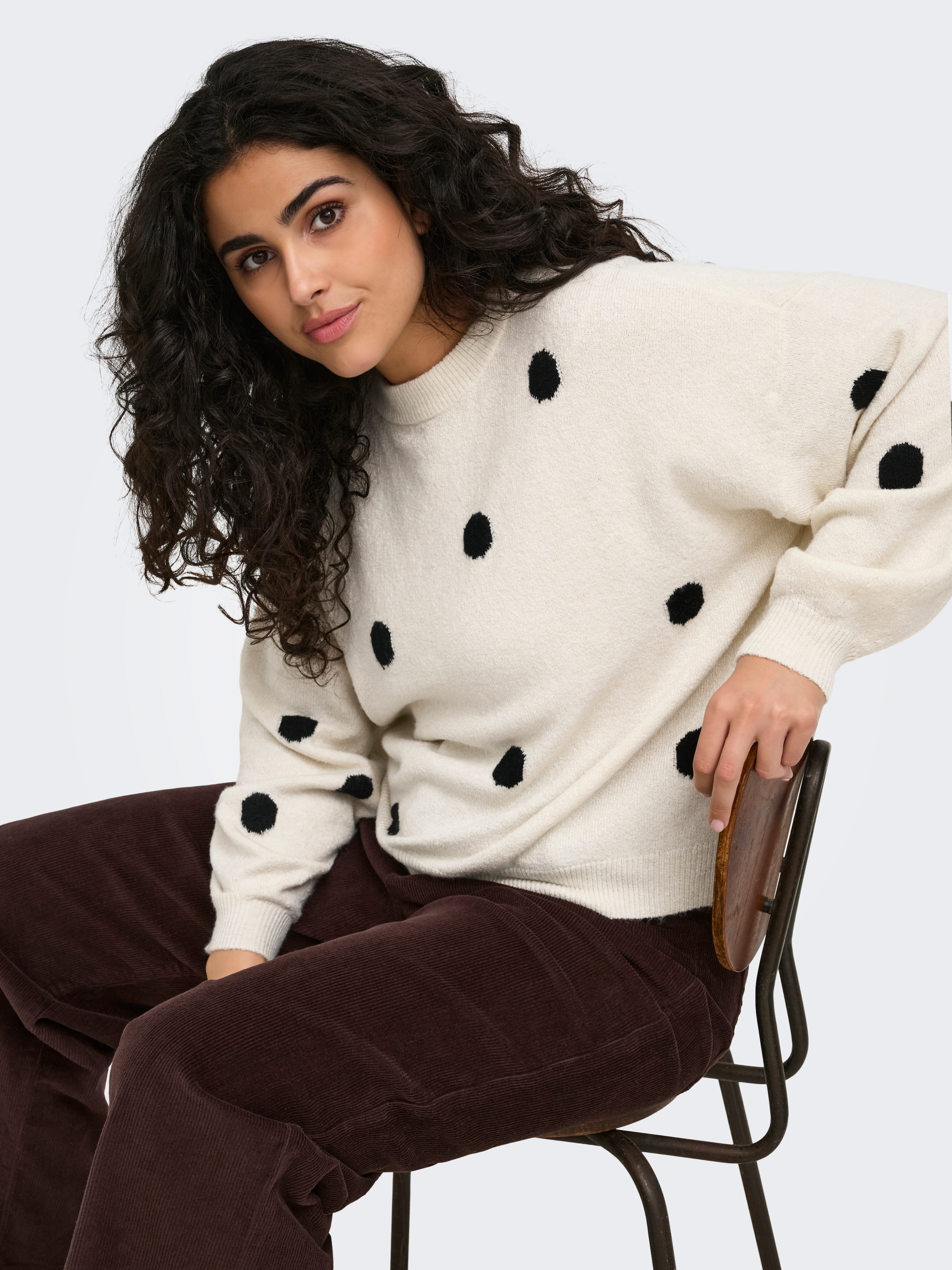 ONLY CARMAKOMA »CARRICA LS DETAIL O-NECK KNT« Materialmix, normal geschnitten