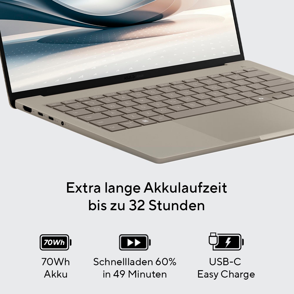 Asus Notebook »Zenbook A14 UX3407QA-QD290W«, 35,6 cm, / 14 Zoll, Qualcomm, X, Adreno, 512 GB SSD