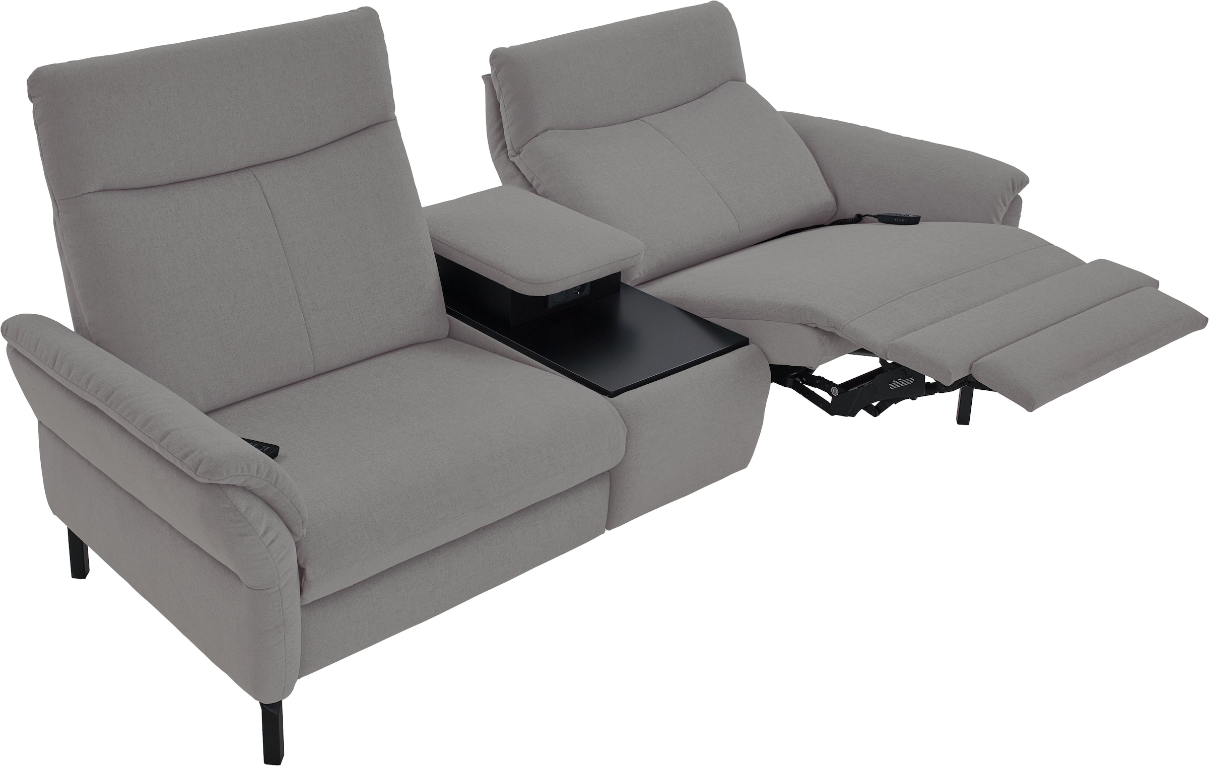 Home affaire 2-Sitzer »Sisto, inklusive 2x Relaxfunktion motorisch mit Herz-Waage-Beschlag« Zwischenelement mit Tisch, Steckdose & USB-Ladestation