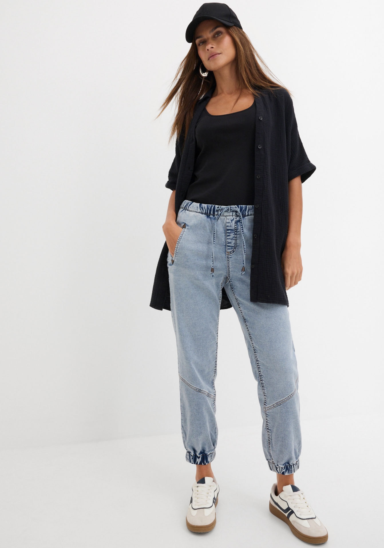 bonprix Jeansjeggings loose fit Passform, aus Baumwolle, Polyester und Elasthan