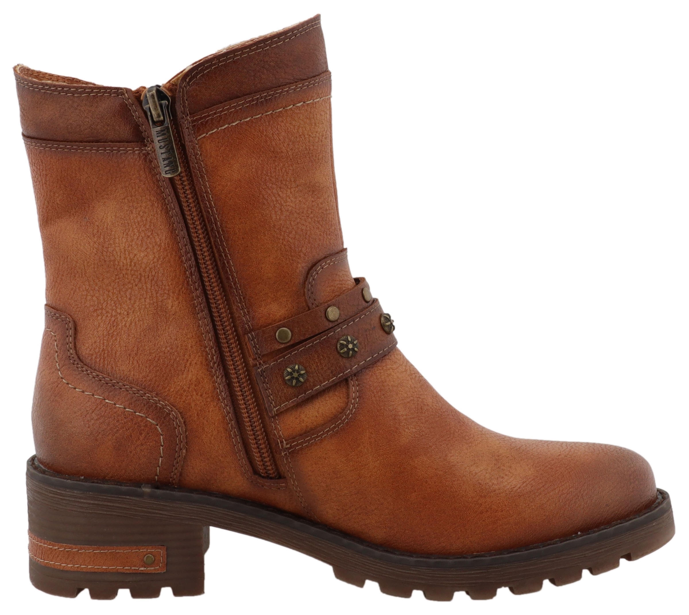 Mustang Shoes Winterboots »Haukea«  Biker Boots mit Blockabsatz und TEX-Membrane