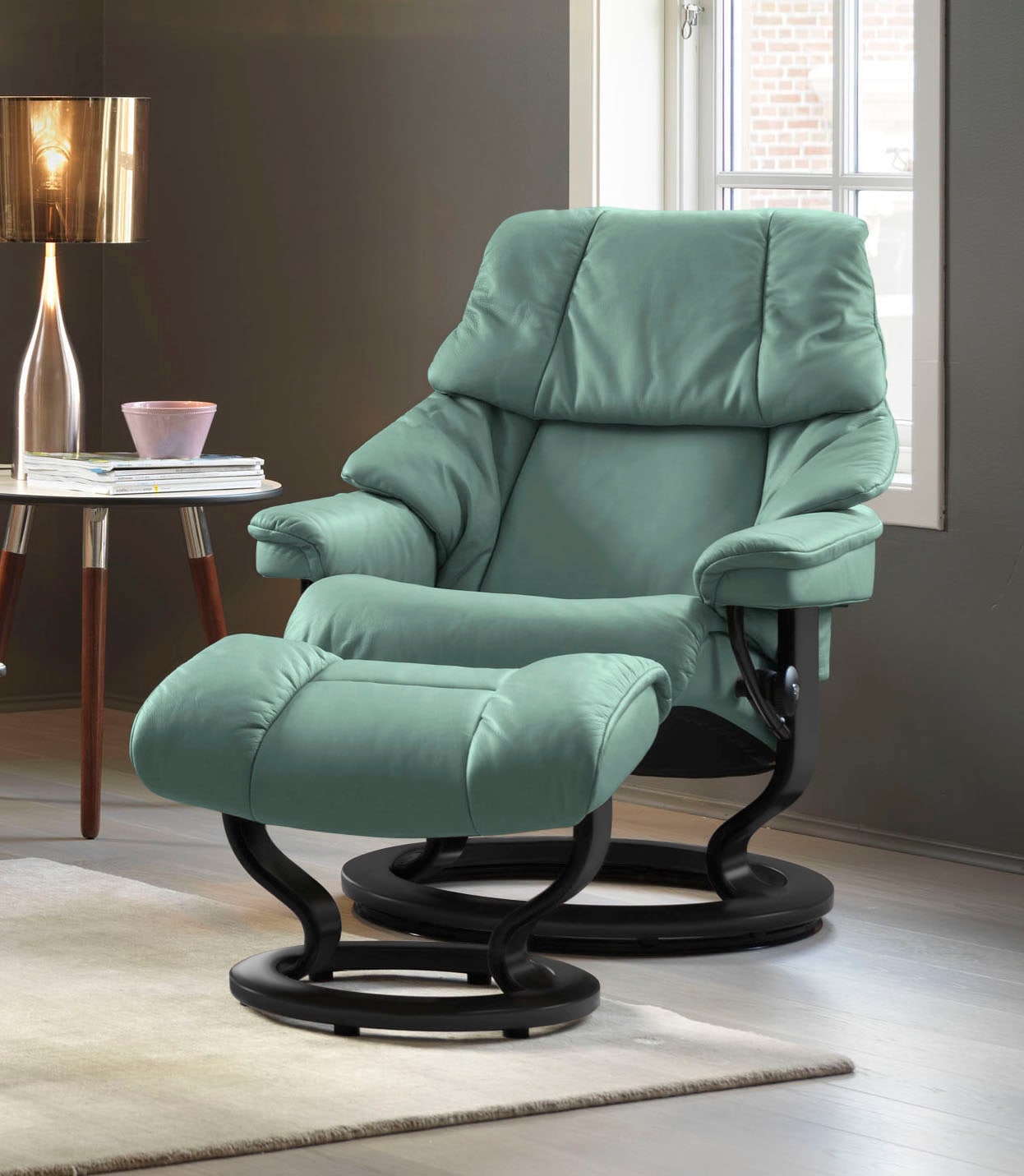 Stressless Fußhocker »Reno« mit Classic Base in grün, Größe B/H/T: 55 cm x 40 cm x 41 cm