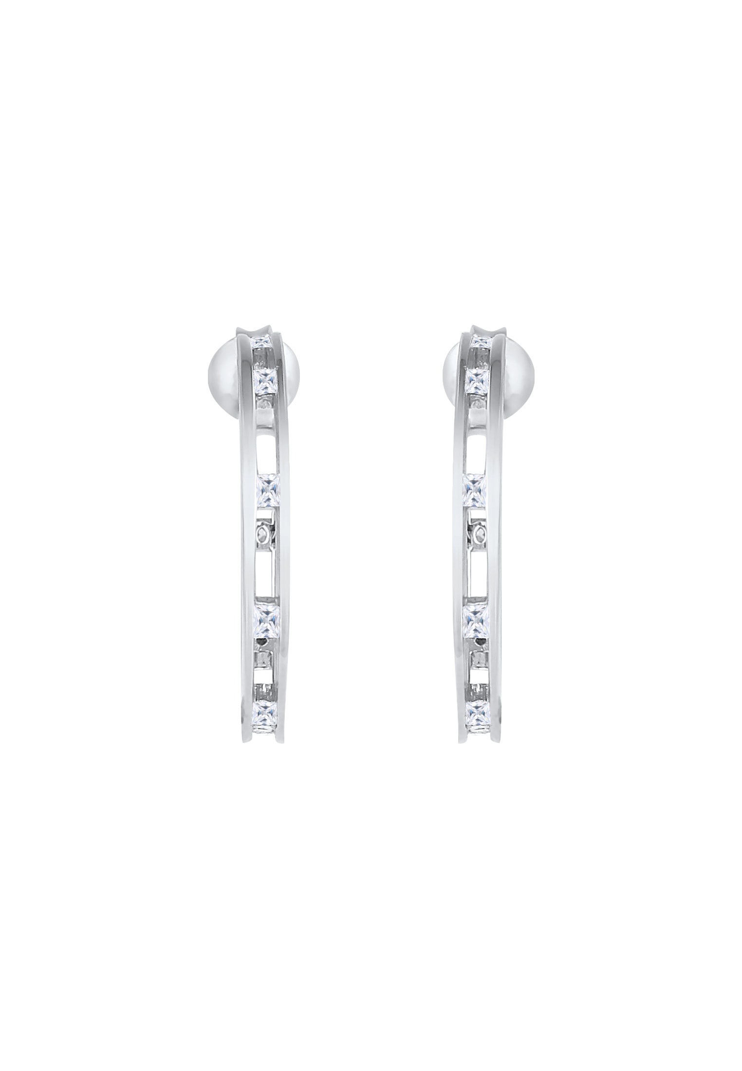 Elli Paar Ohrstecker »Ohrringe Creolen Stecker Zirkonia Viereck 925 Silber«