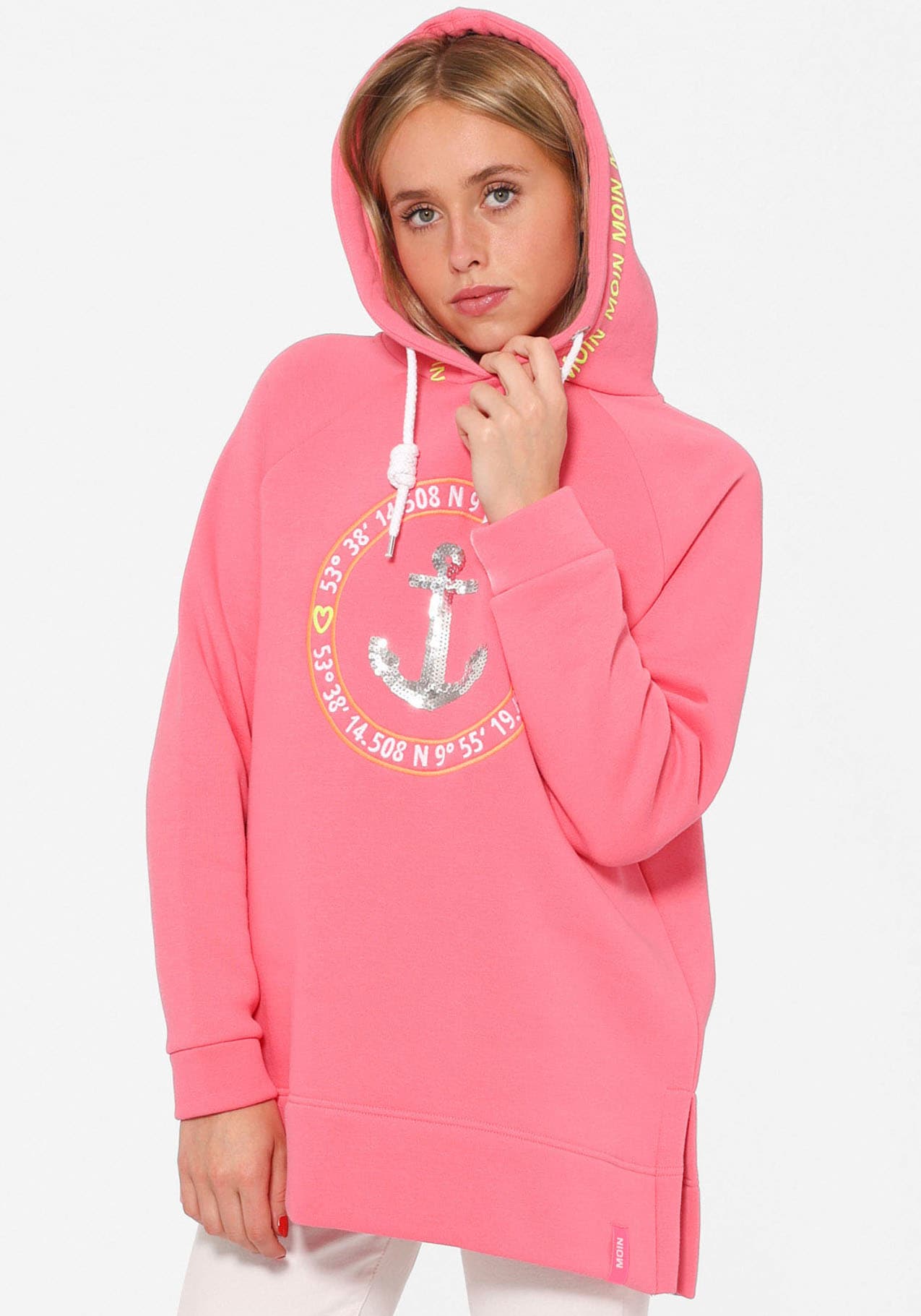 Zwillingsherz Hoodie »"Strandglück Paillette"«, mit Anker-Motiv und "Moin"- Schriftzug
