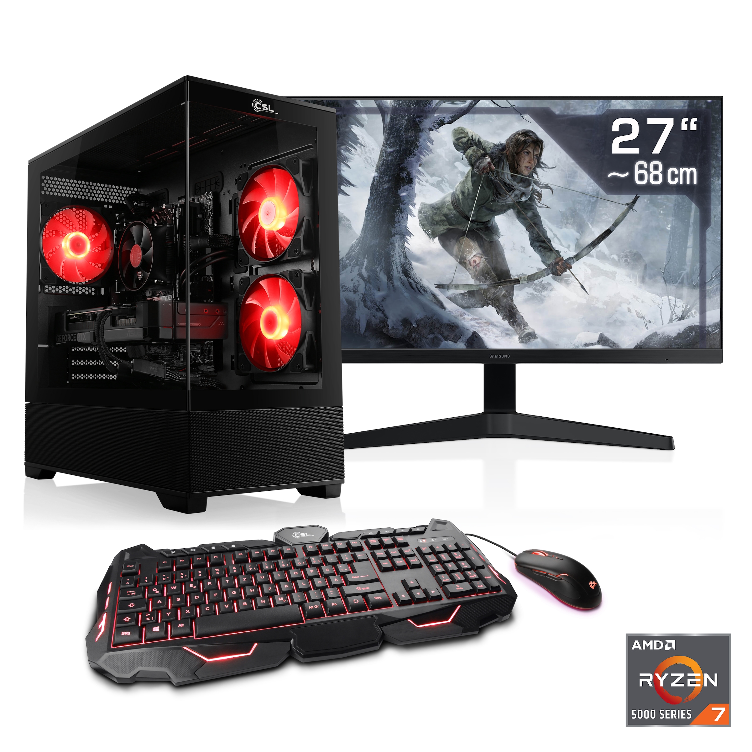 CSL Gaming-PC-Komplettsystem »AeroVision V24417« 27 ″ AMD Ryzen 7 GeForce RTX 5060 32 GB RAM 1.000 GB SSD
