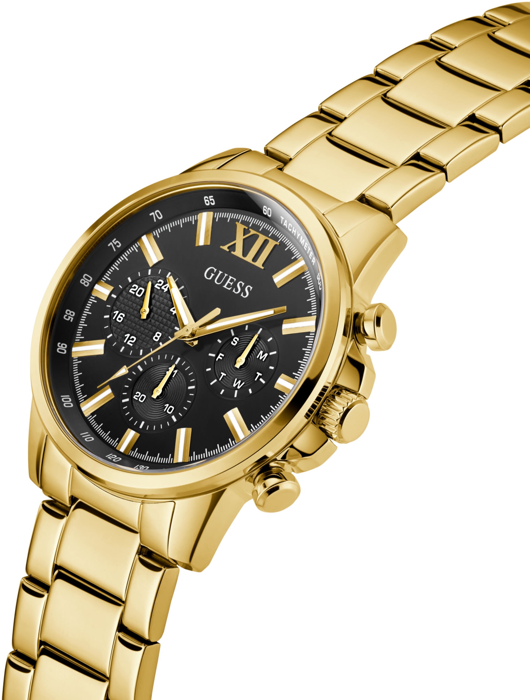 Guess Multifunktionsuhr »WALKER«, Quarzuhr, Armbanduhr, Herrenuhr, Datum, Wochentag, Edelstahlarmband