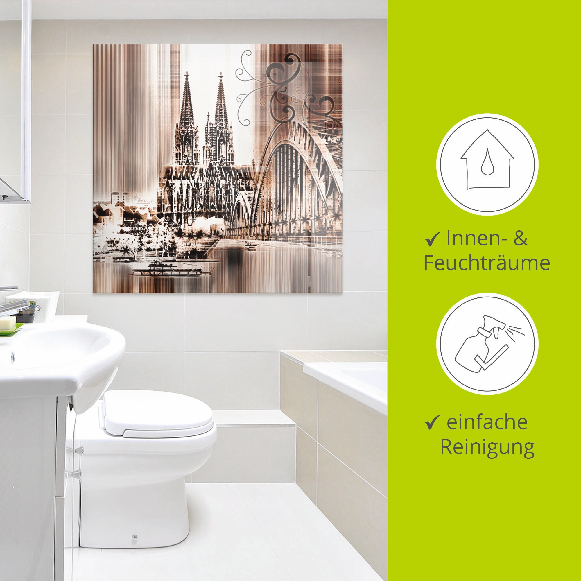 Artland Glasbild »Köln Skyline Collage VI«, Architektonische Elemente, (1 St.), in verschiedenen Größen