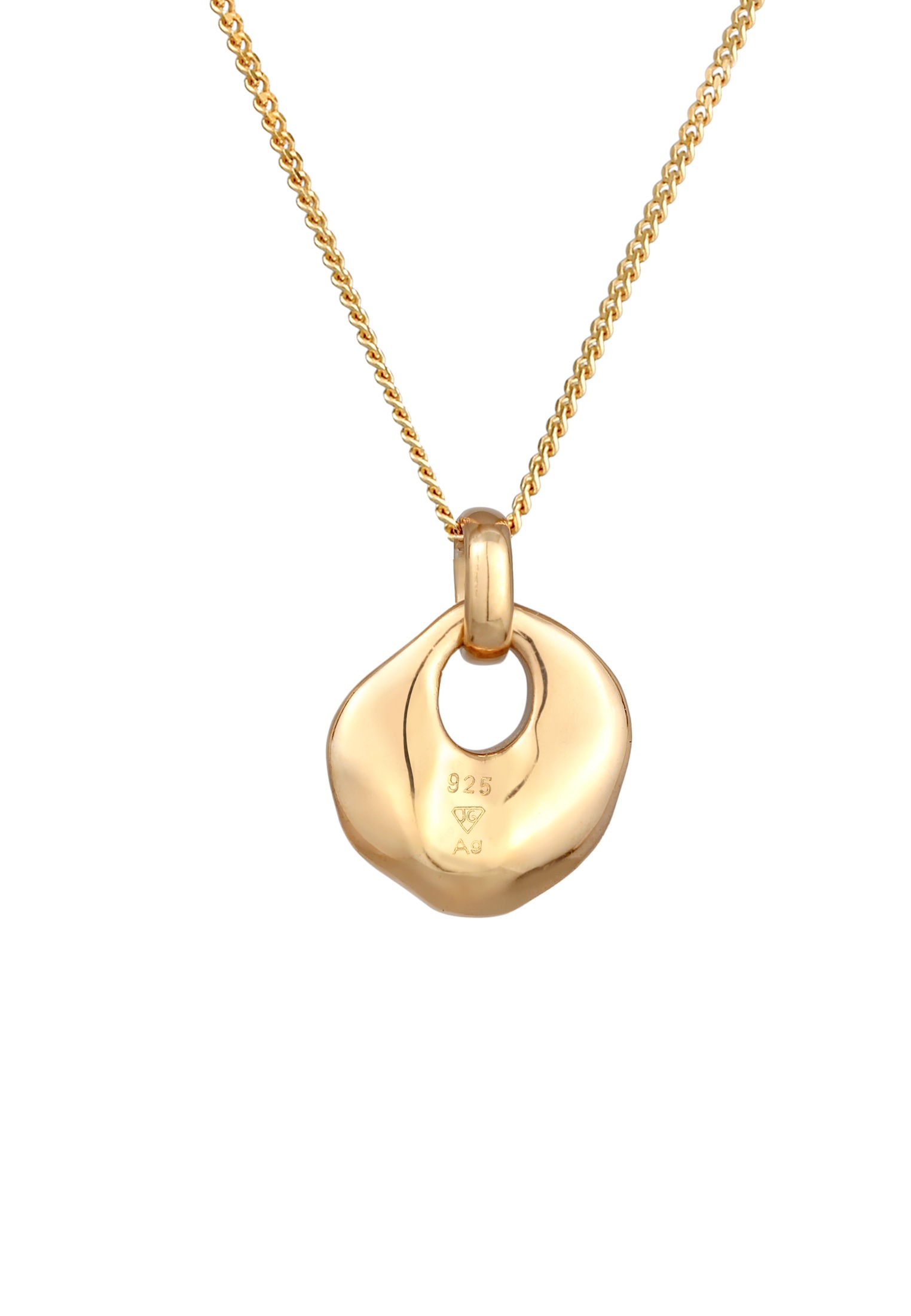 Elli Kette mit Anhänger »Halskette Disc Anhänger Organic Design 925 Silber vergoldet«