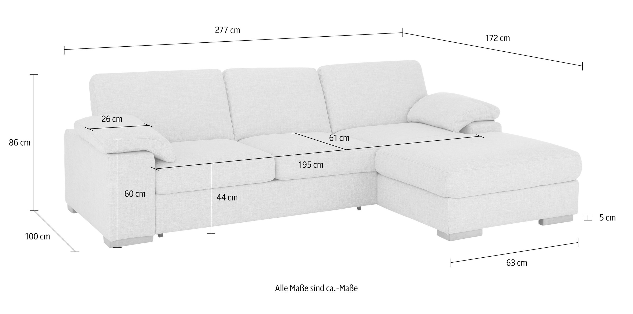 Home affaire Ecksofa »Ventura L-Form«, wahlweise mit Bettfunktion und Bettfunktion/Bettkasten