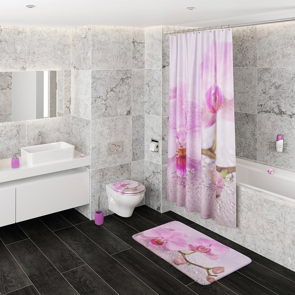 Sanilo Badaccessoire-Set »Blooming«, (Komplett-Set, 3 tlg.), bestehend aus WC-Sitz, Badteppich und Waschbeckenstöpsel