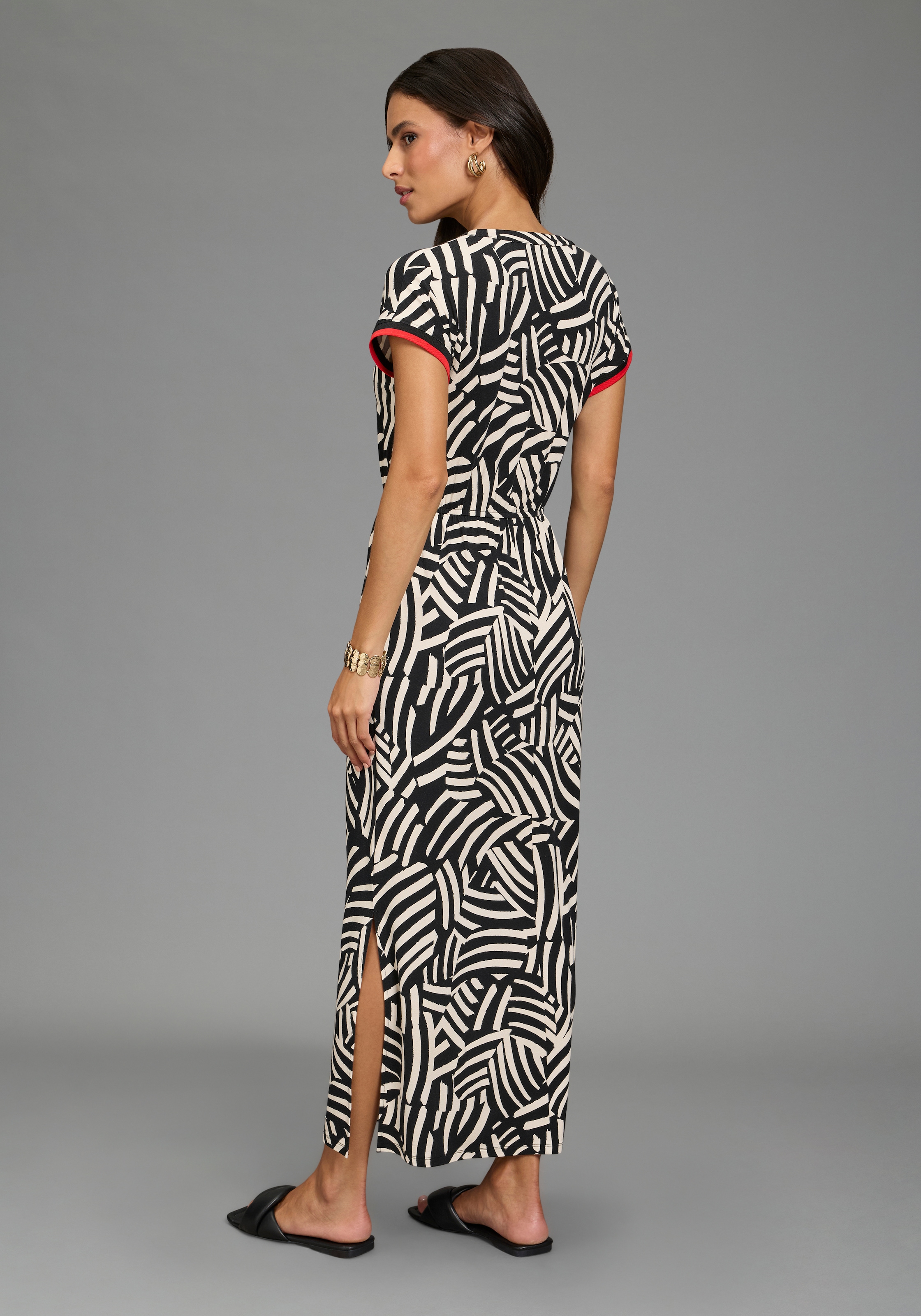 Laura Scott Midikleid abstraktes aDesign, mit Kontrastfarbenen Details