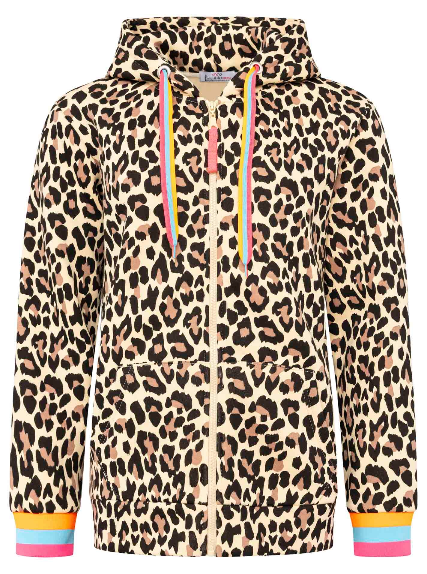 Zwillingsherz Kapuzensweatjacke »"Leo Neon Kante"«, neonfarbenen Bündchen und Zugbändern, mit Reißverschluss