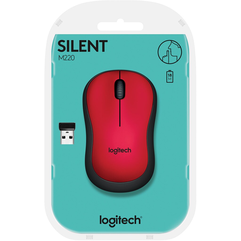 Logitech Maus »M220 SILENT Kabellose Maus, Für Links- & Rechtshänder«, RF Wireless