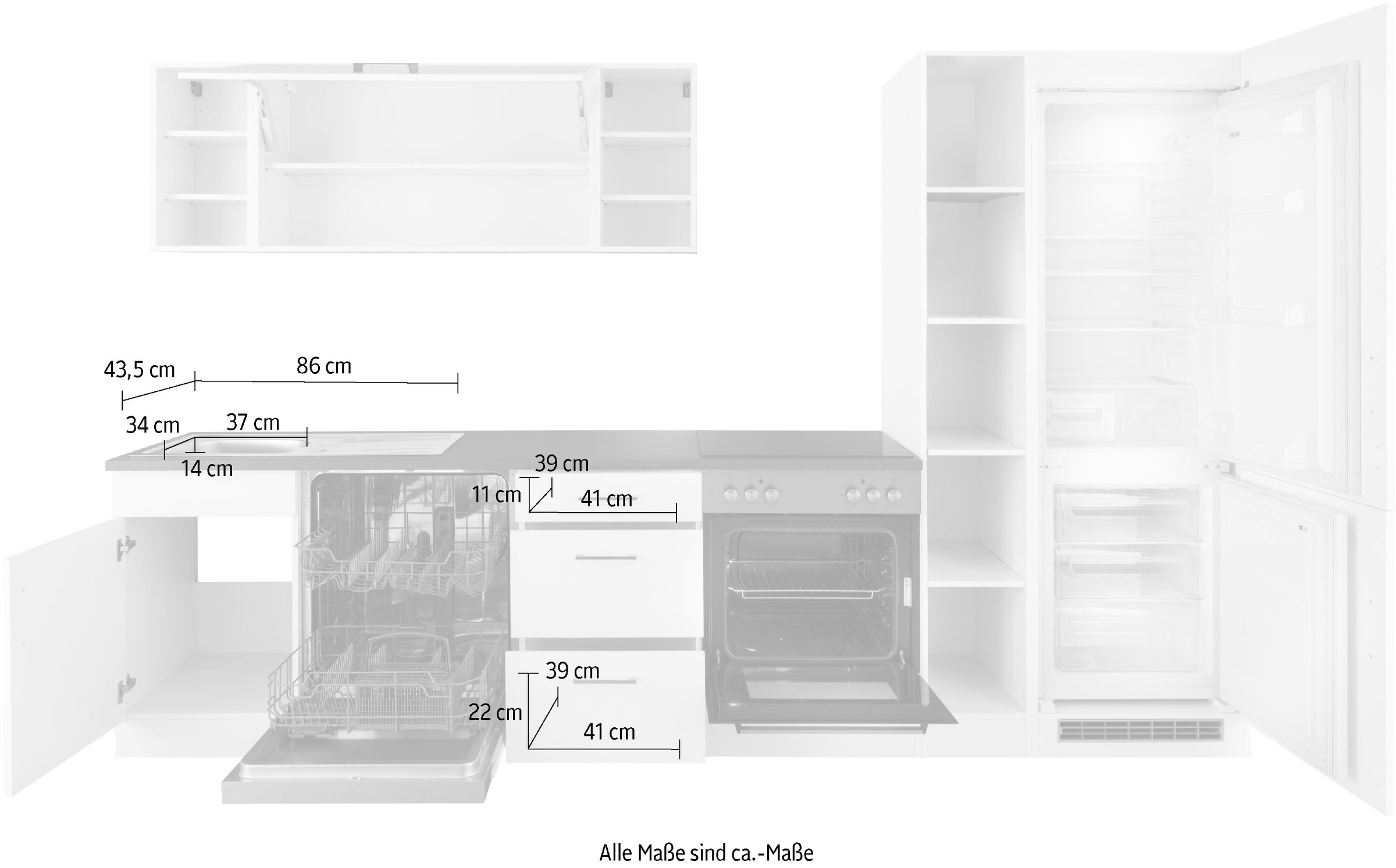 KOCHSTATION Küchenzeile »KS-Paris – Küchen mit einzigartigen Fotomotiven auf den Fronten« Breite 310 cm, wahlweise mit E-Geräten, mit Motivdruck
