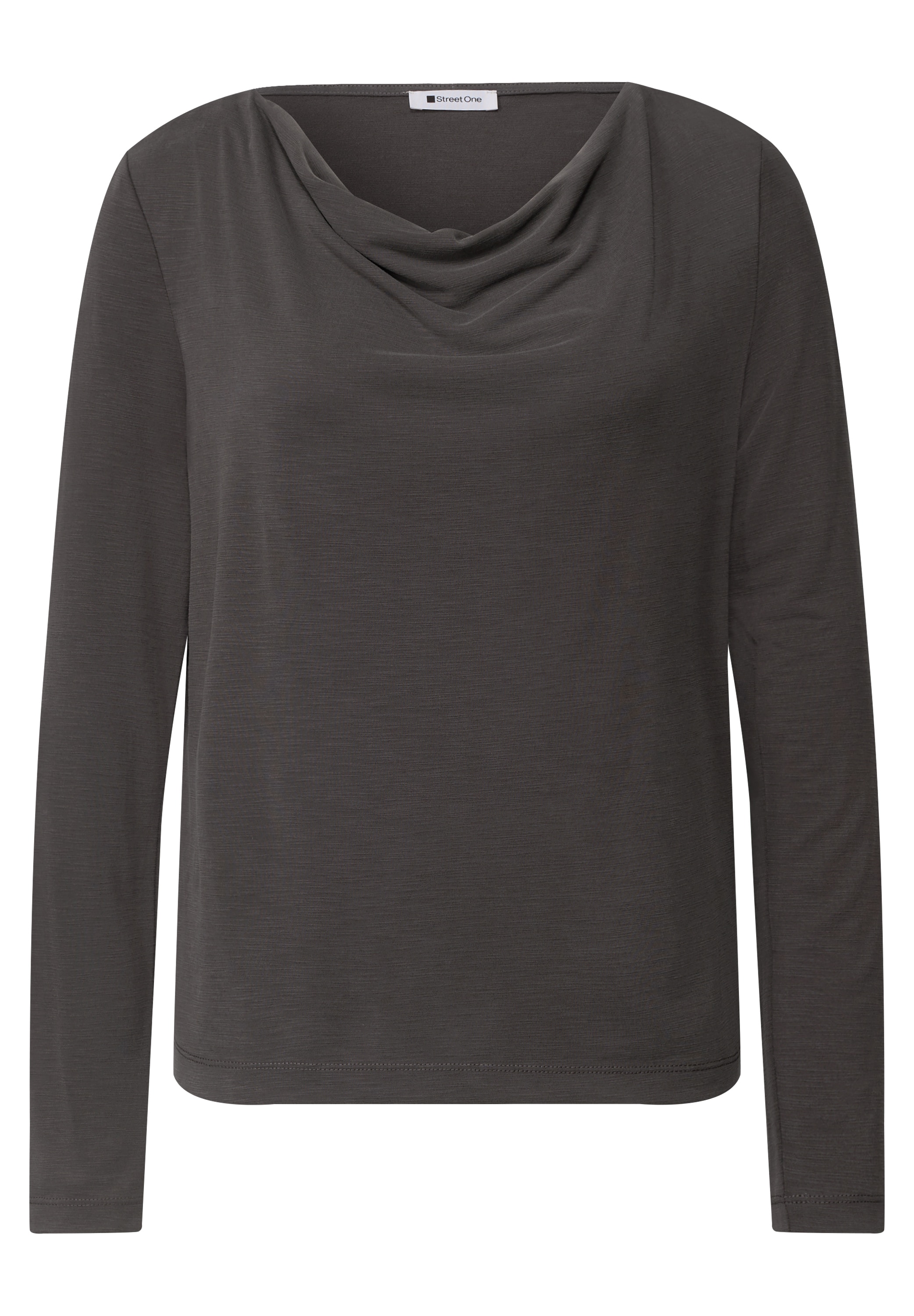 STREET ONE Wasserfallshirt Silk-Look Shirt mit Wasserfall-Front