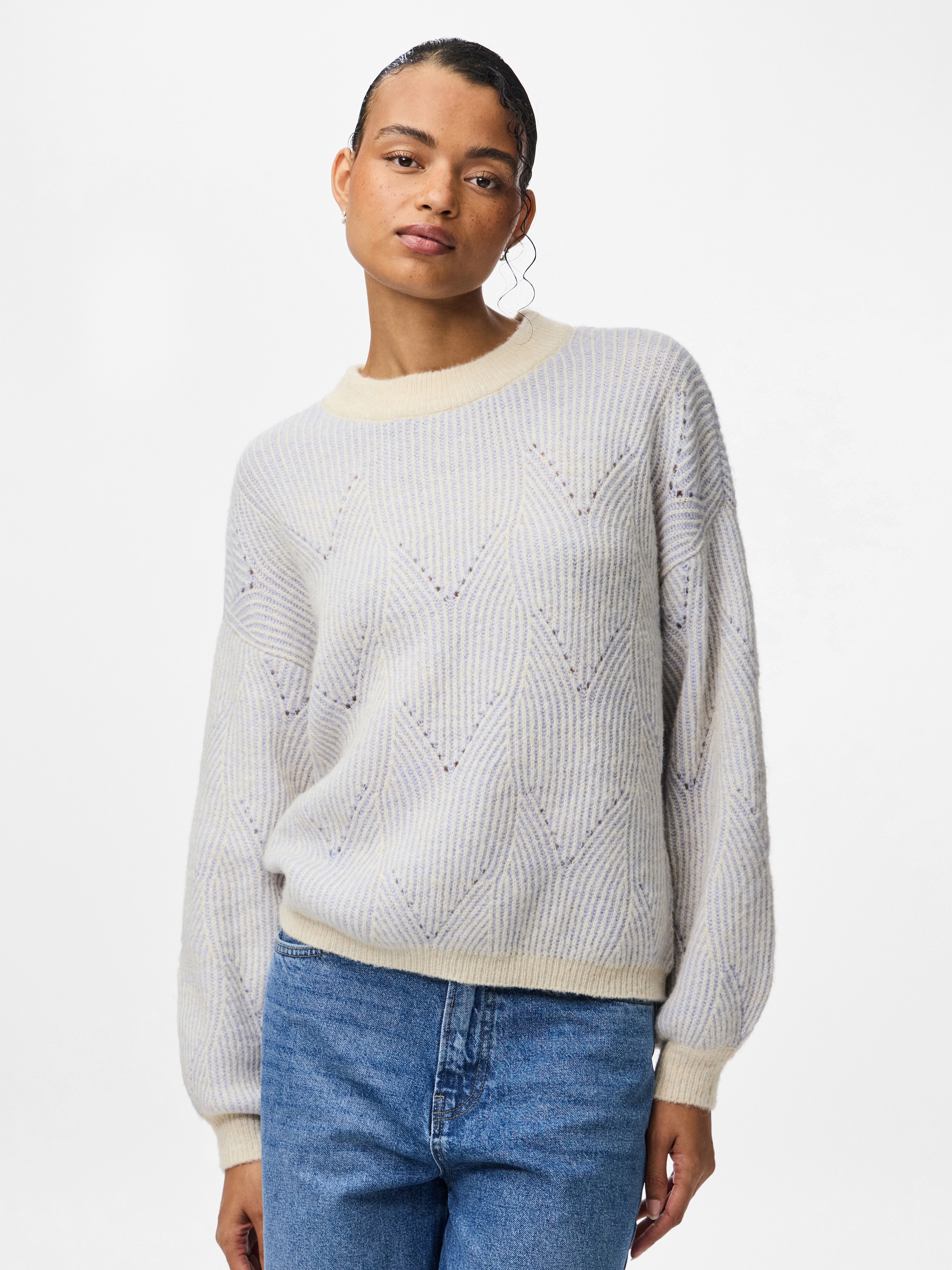 pieces Rundhalspullover »PCJENNA LS O-NECK KNIT NOOS BC«