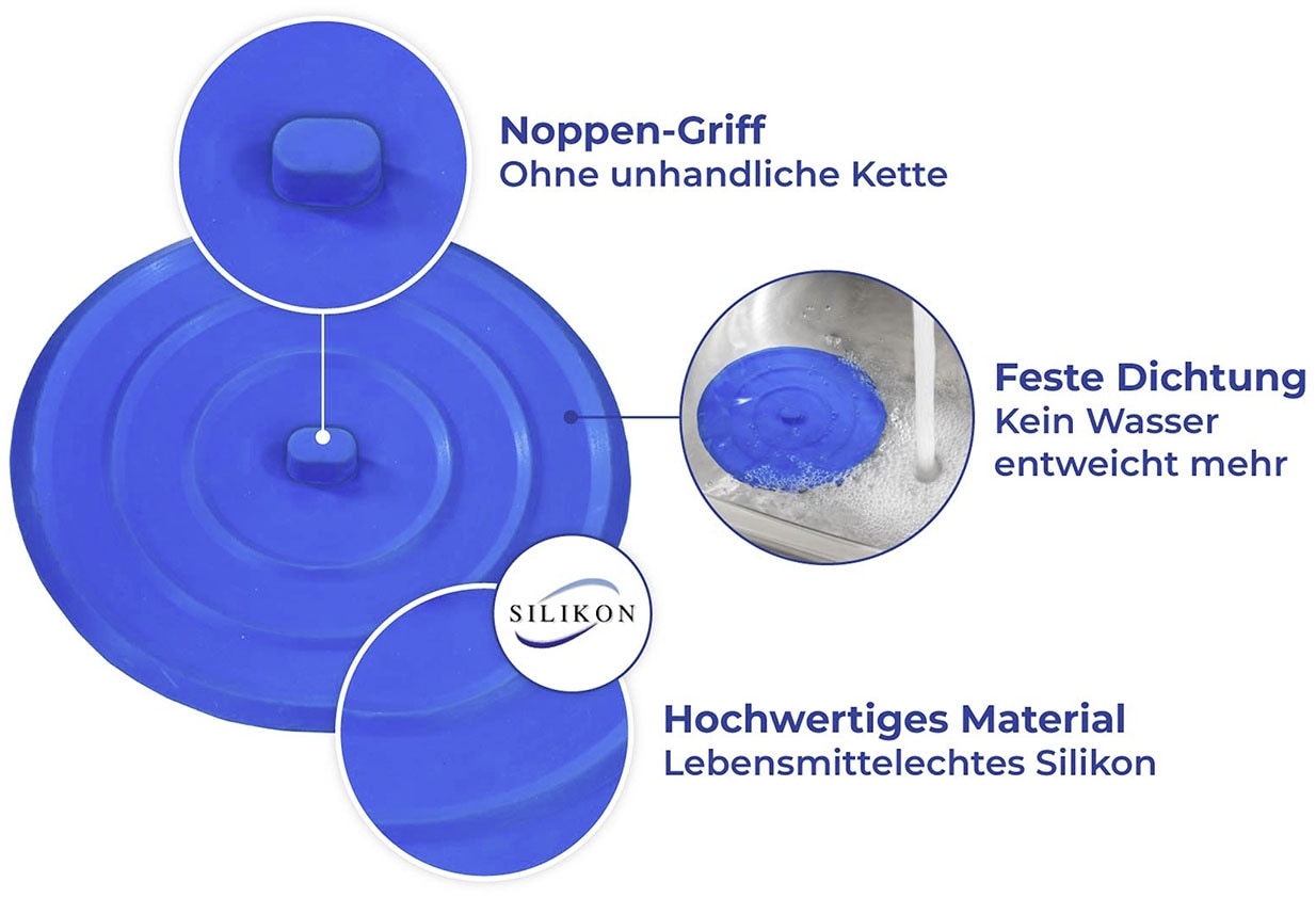 Maximex Waschbeckenstöpsel »Universal«, (Set, 5 St.), Abflussstöpsel, Silikon, für Standardwannen, Waschbecken & Spüle