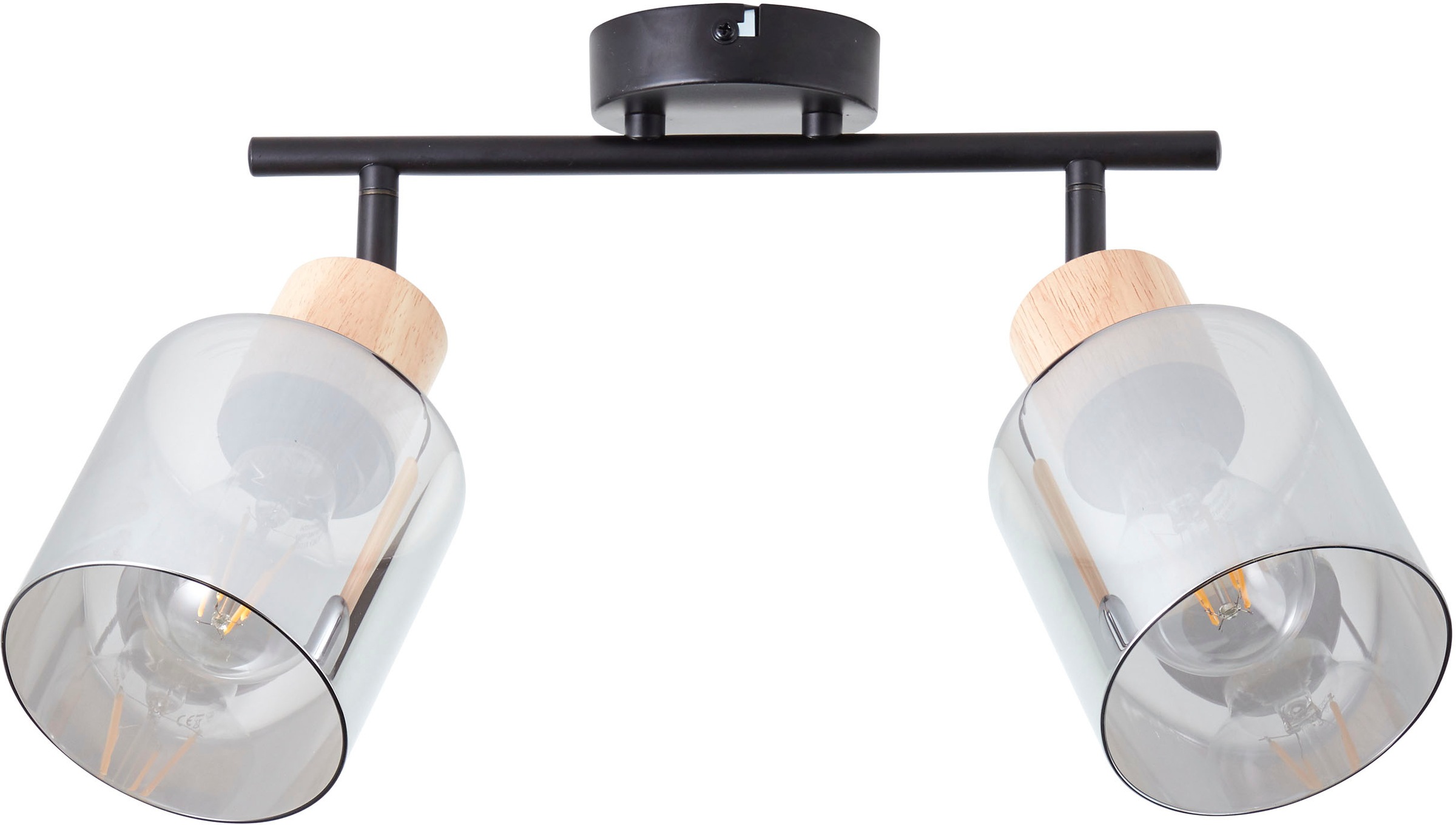 Brilliant Deckenstrahler »Weald«, 2 flammig, Leuchtmittel E27 | ohne Leuchtmittel, Deckenspot mit rauchfarbenen Glas Schirmen - 2 x E27 max. 40 W