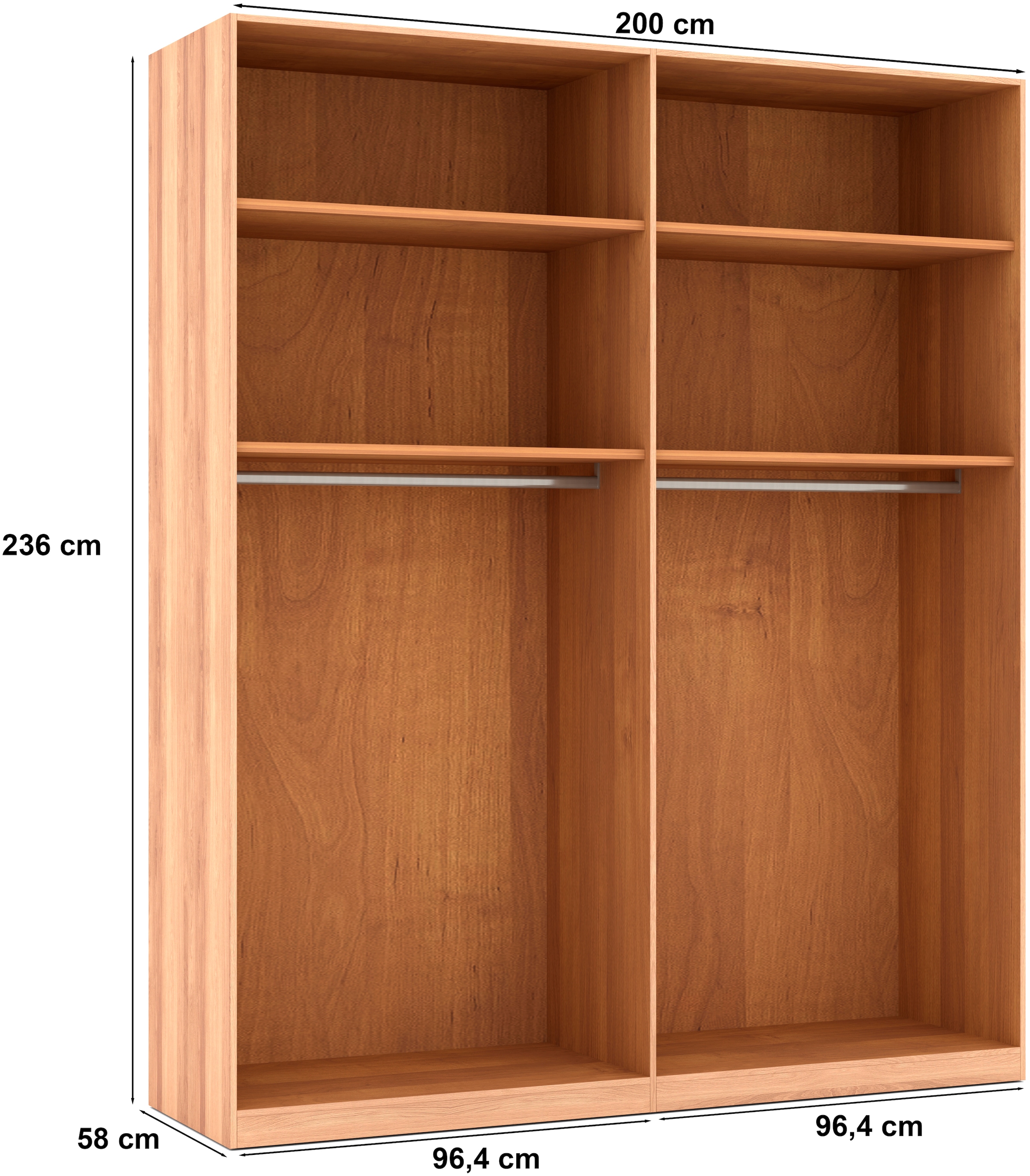 Musterring Drehtürenschrank »Sorrent, Kleiderschrank, teilmassiv Eiche«, (mit Türdämpfern, in 5 Breiten & 2 Höhen, extra Böden, MADE IN GERMANY), Türen in Eiche massiv mit Absetzung in Schiefer, verschiedene Maße