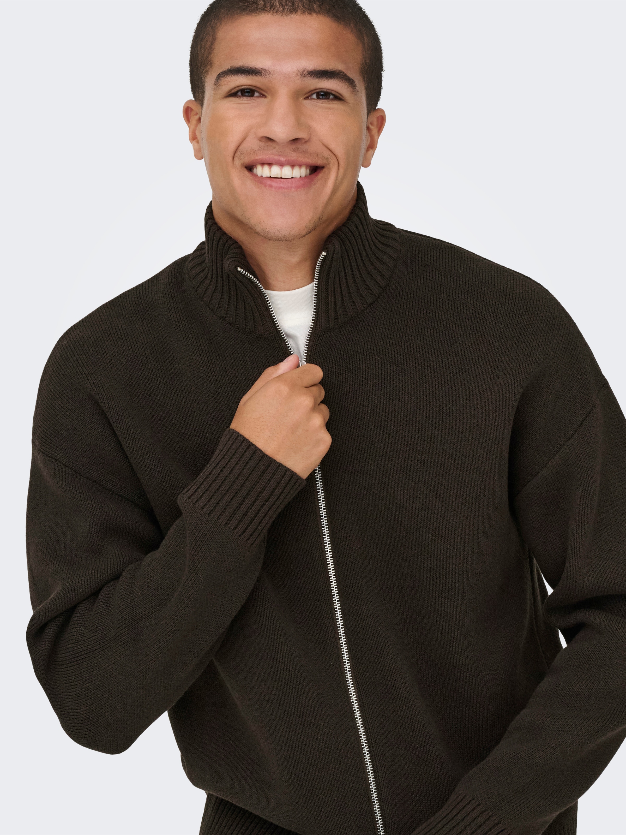 ONLY & SONS Strickjacke »ONSBLAKE DS HIGH NECK CARDIGAN KNIT NOOS« Baumwollmischung,