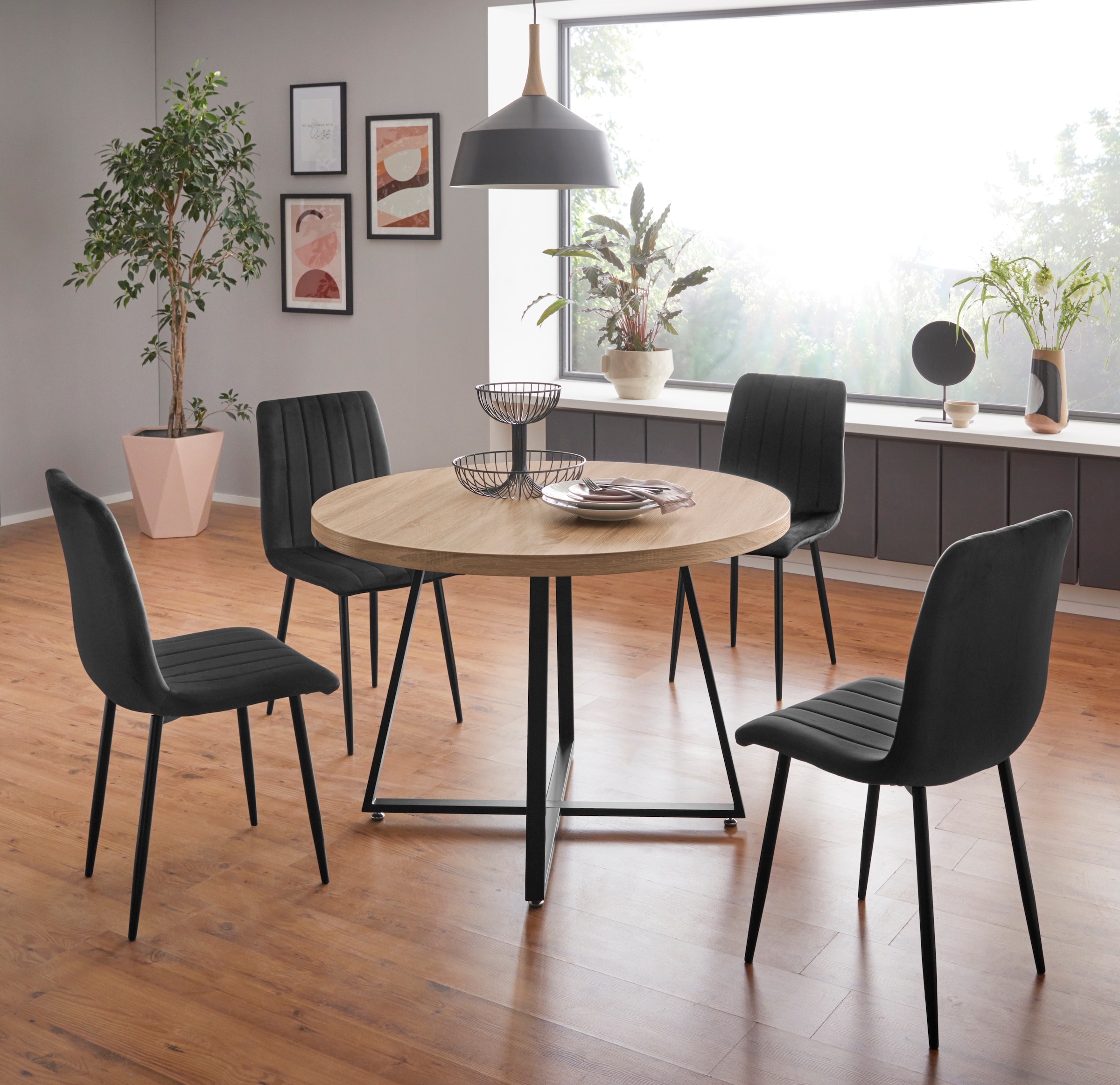 Home affaire Esstisch »Anja, TOPSELLER!«, (Esstisch, Küchentisch), Durchmesser 110 cm, Skandi Design, Metallgestell