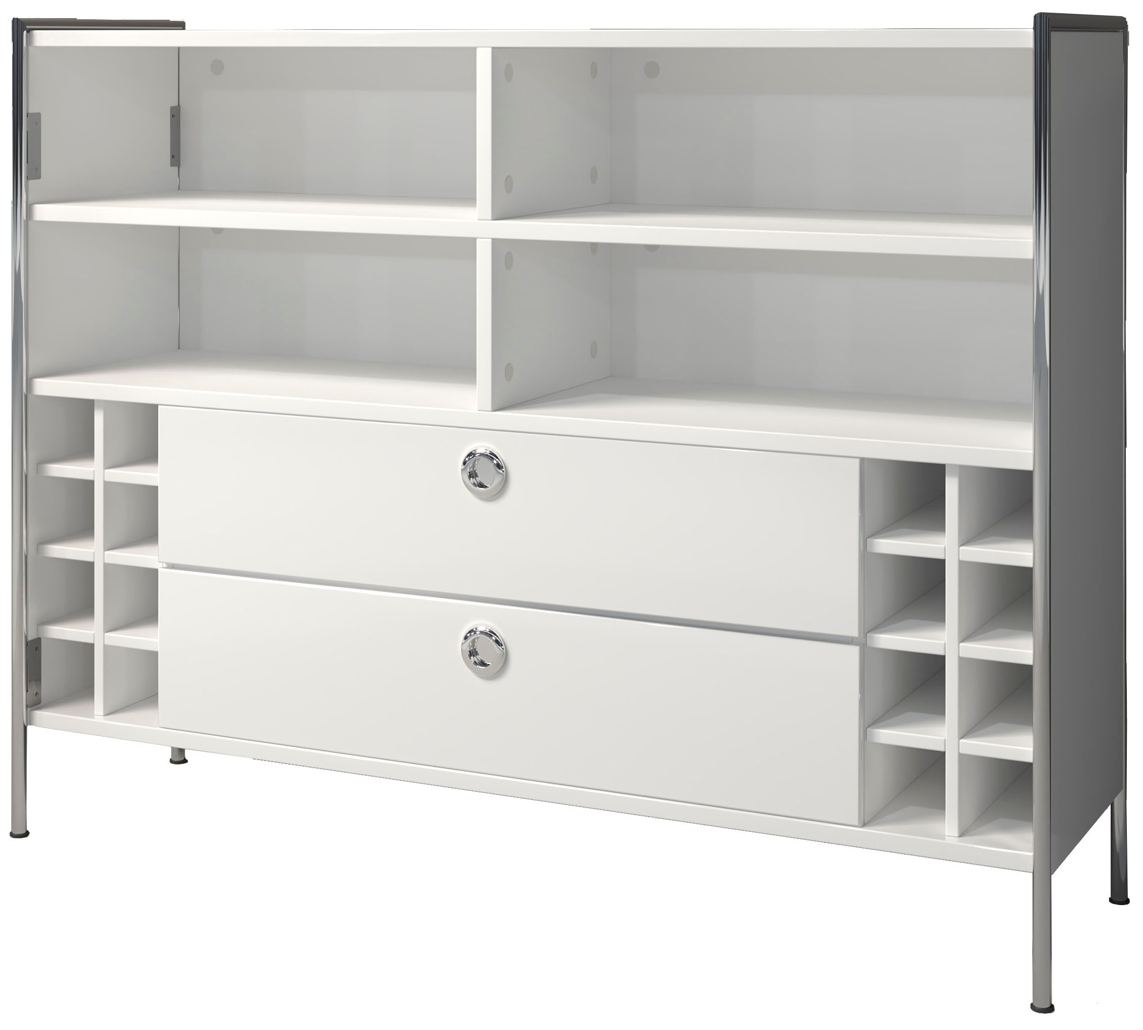 Places of Style Tresentisch »Imperia«, Mobile Bar mit Chromrahmen, viel Stauraum - (B/T/H) 140/48/109 cm
