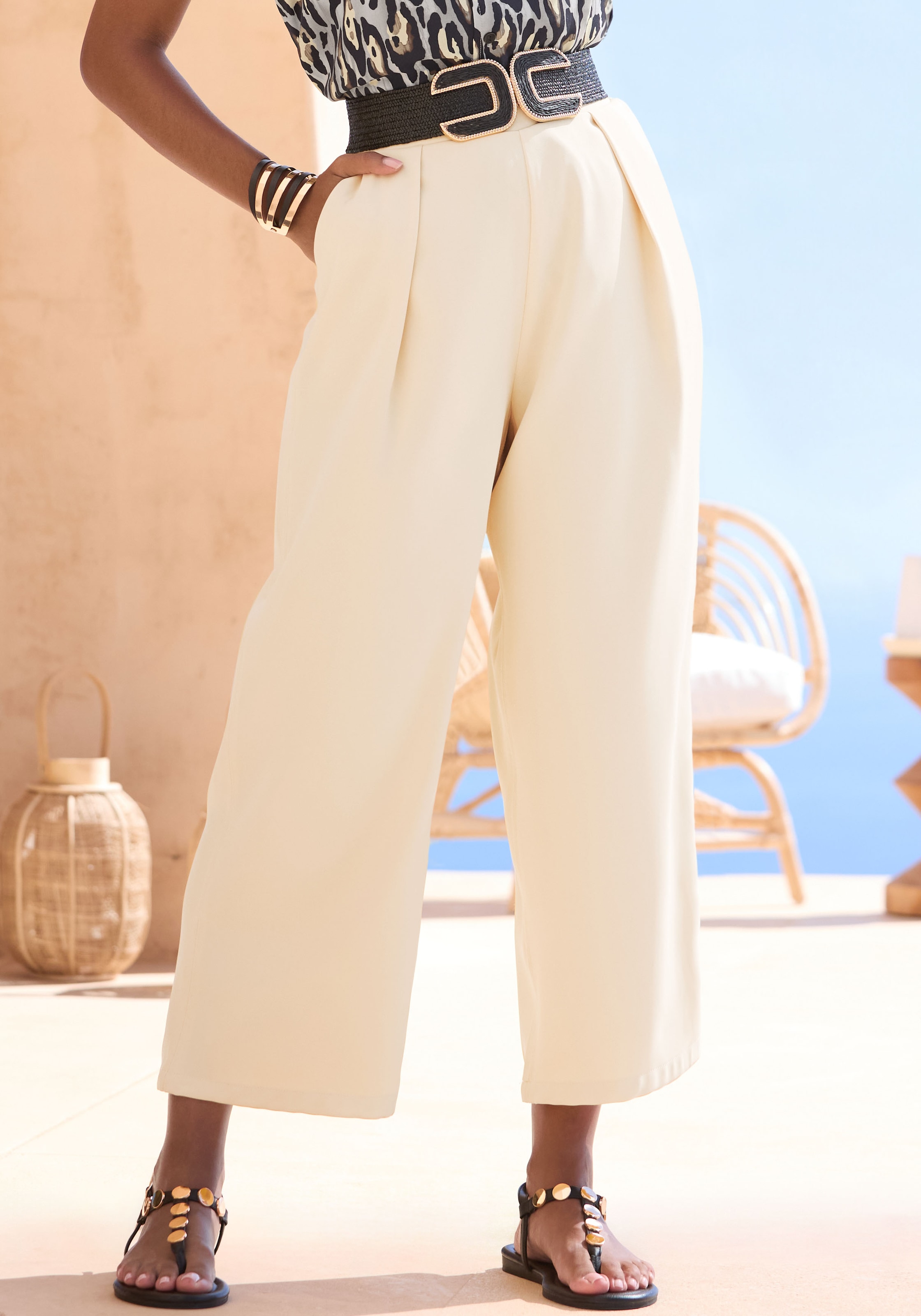 LASCANA 7/8-Hose  mit Bundfalten, elegante Schlupfhose aus Webware