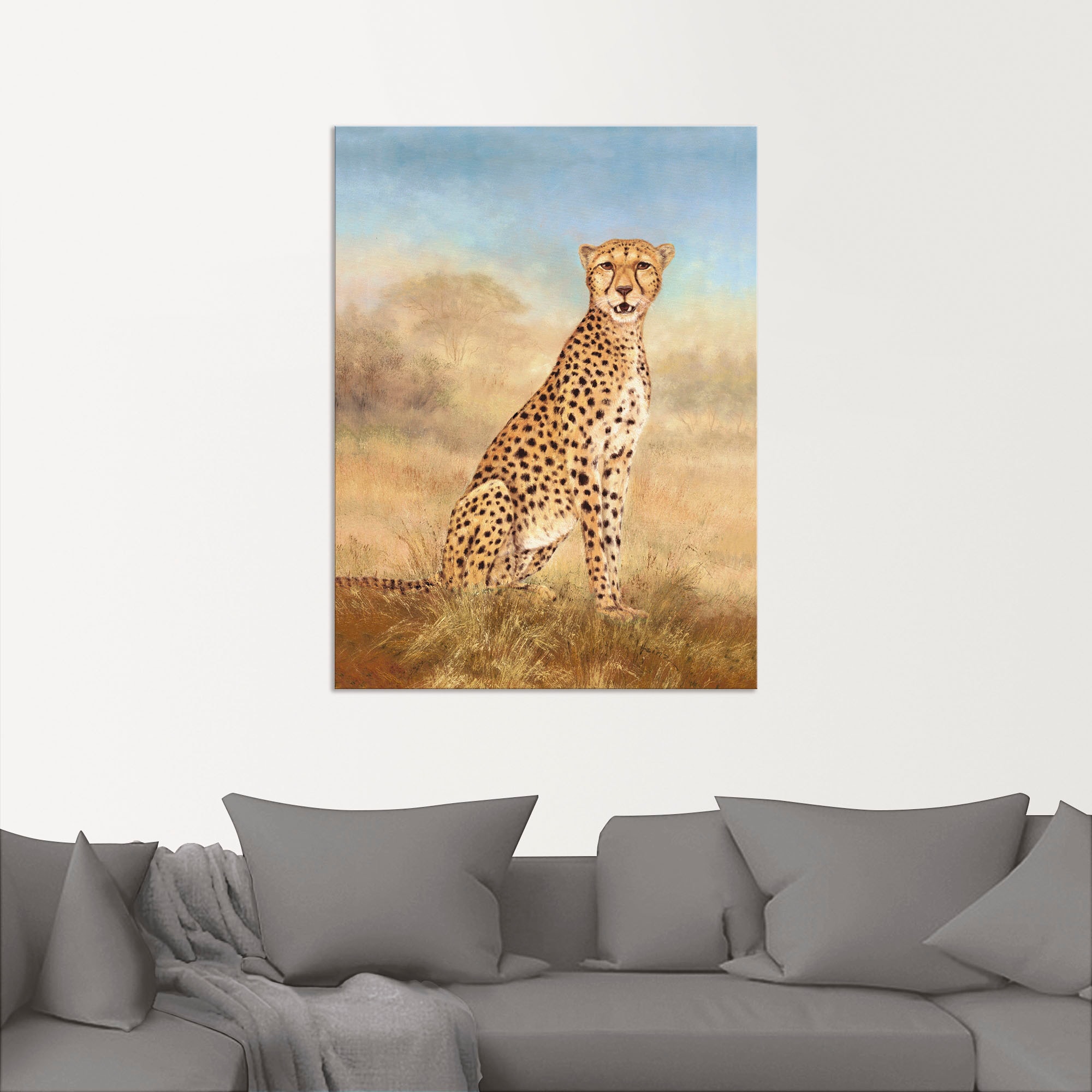 Artland Wandbild »Gepard Savanne«, Wildtiere, (1 St.), als Alubild, Outdoorbild, Leinwandbild in verschied. Größen