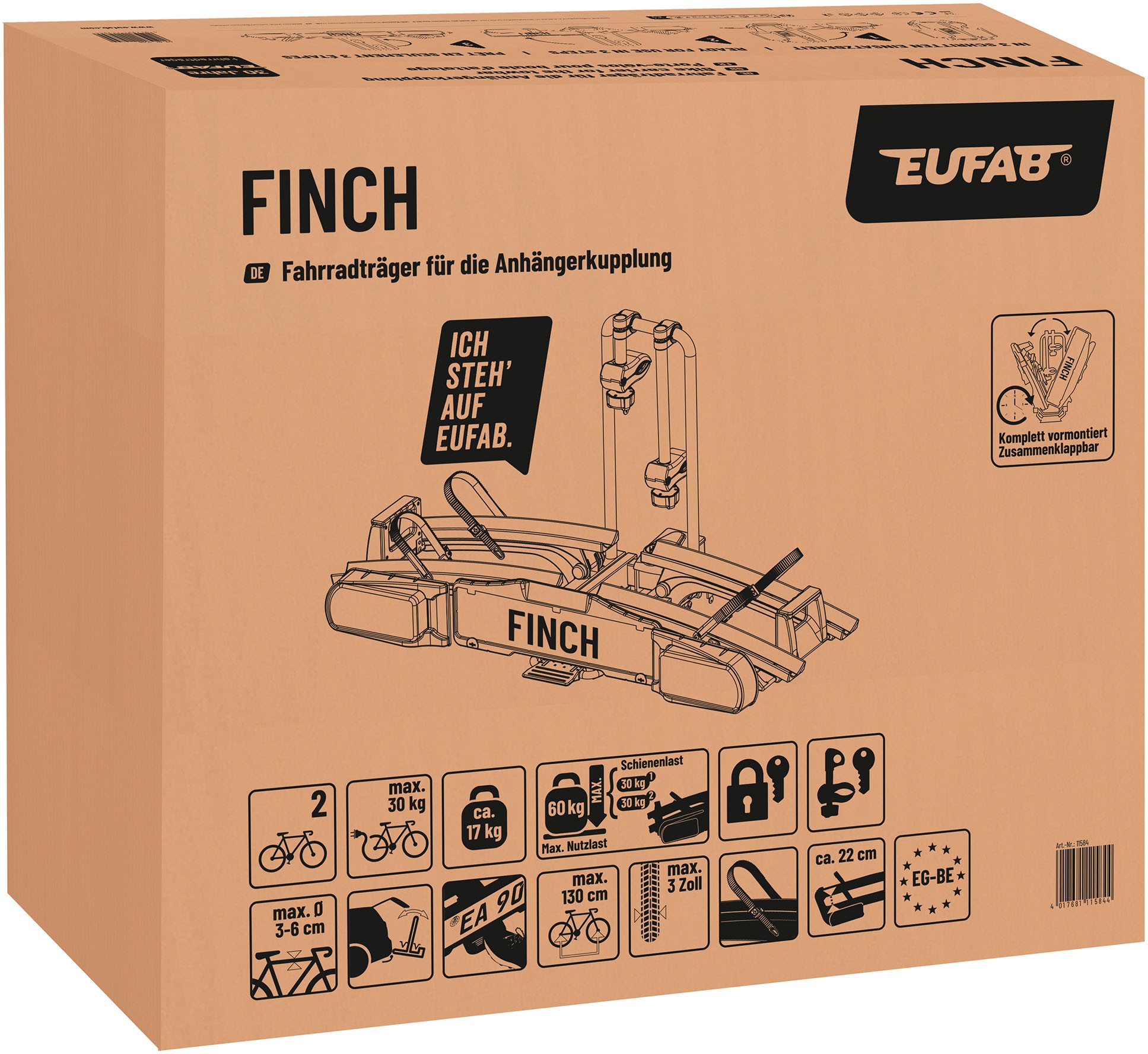 EUFAB Kupplungsfahrradträger »Fahrradträger FINCH für 2 Fahrräder«