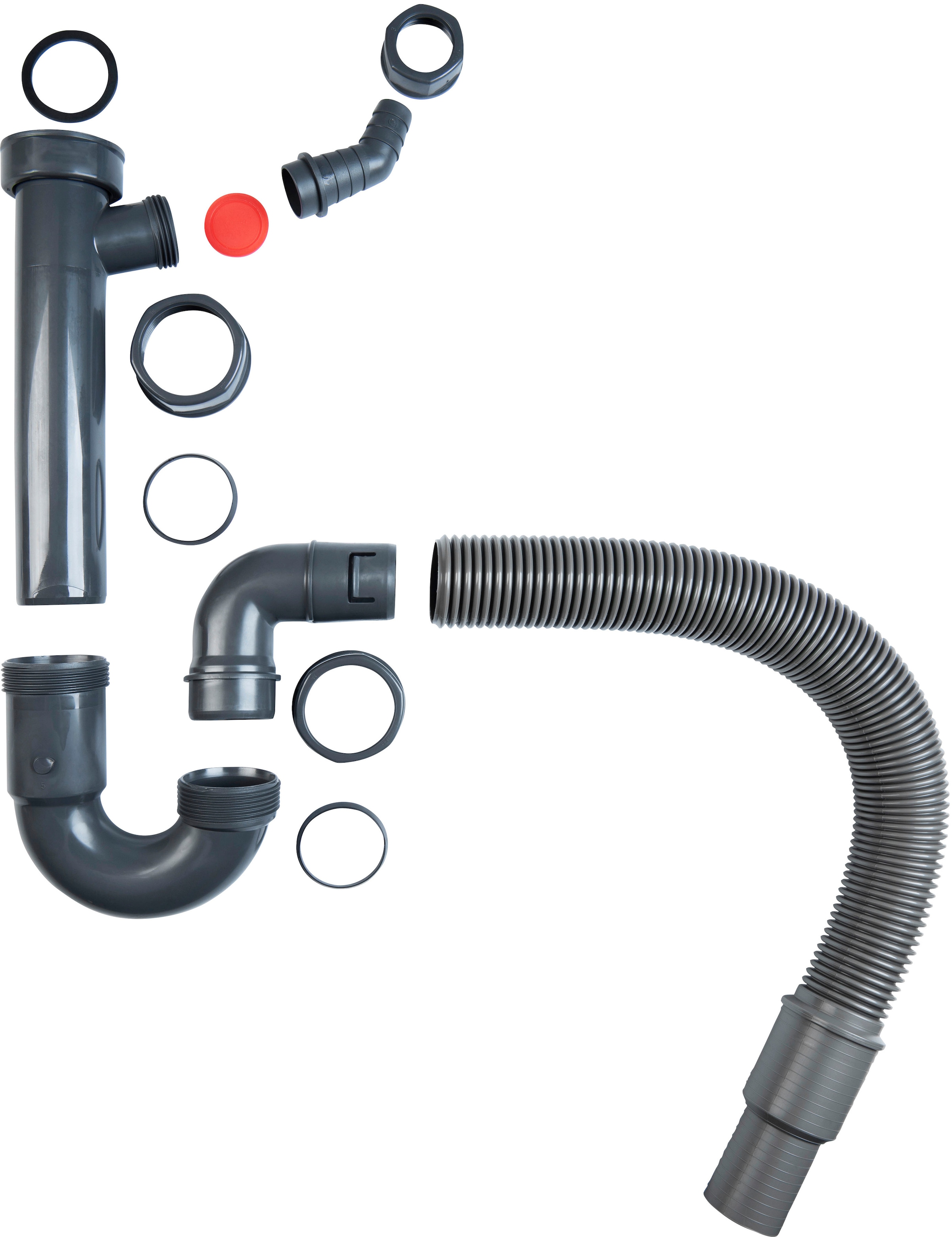 CORNAT Siphon »1 1/2 Zoll - Mit flexiblem Abgangsrohr & Geräteanschluss« Hergestellt aus recycelten Kunststoffen - Made in Germany Qualität