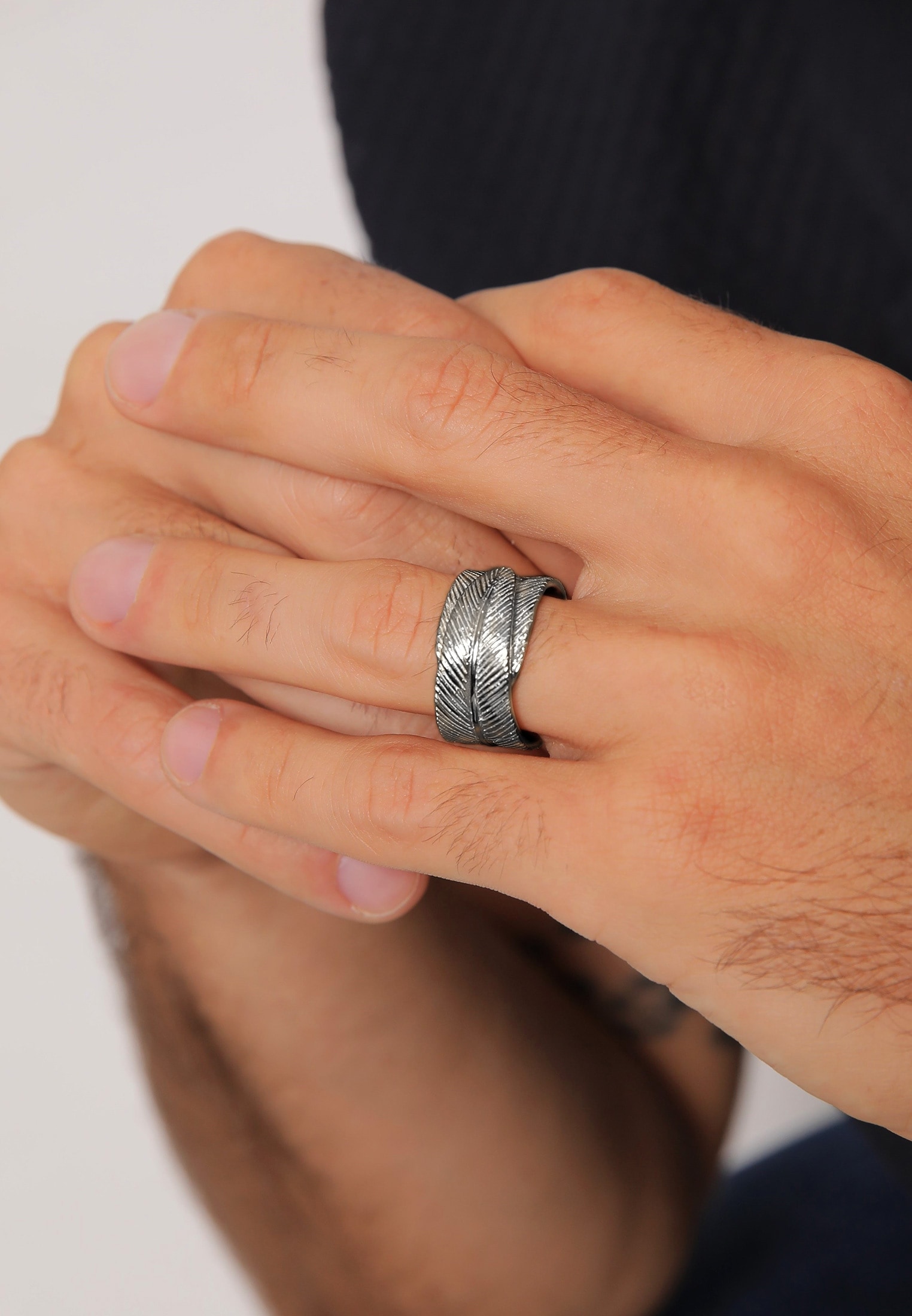 Kuzzoi Silberring »Ring Herren Feder Vintage Trend Massiv 925 Silber«