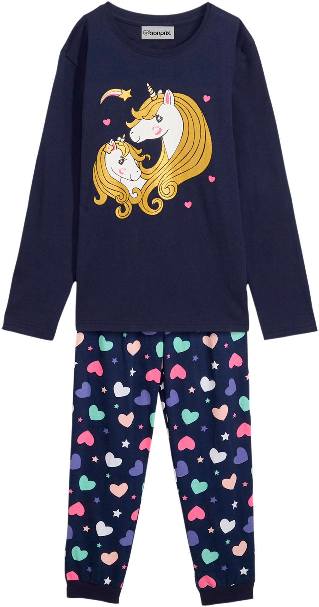 bonprix Pyjama Set, 2,  bequeme Passform, aus Baumwolle, mit coolem Motiv
