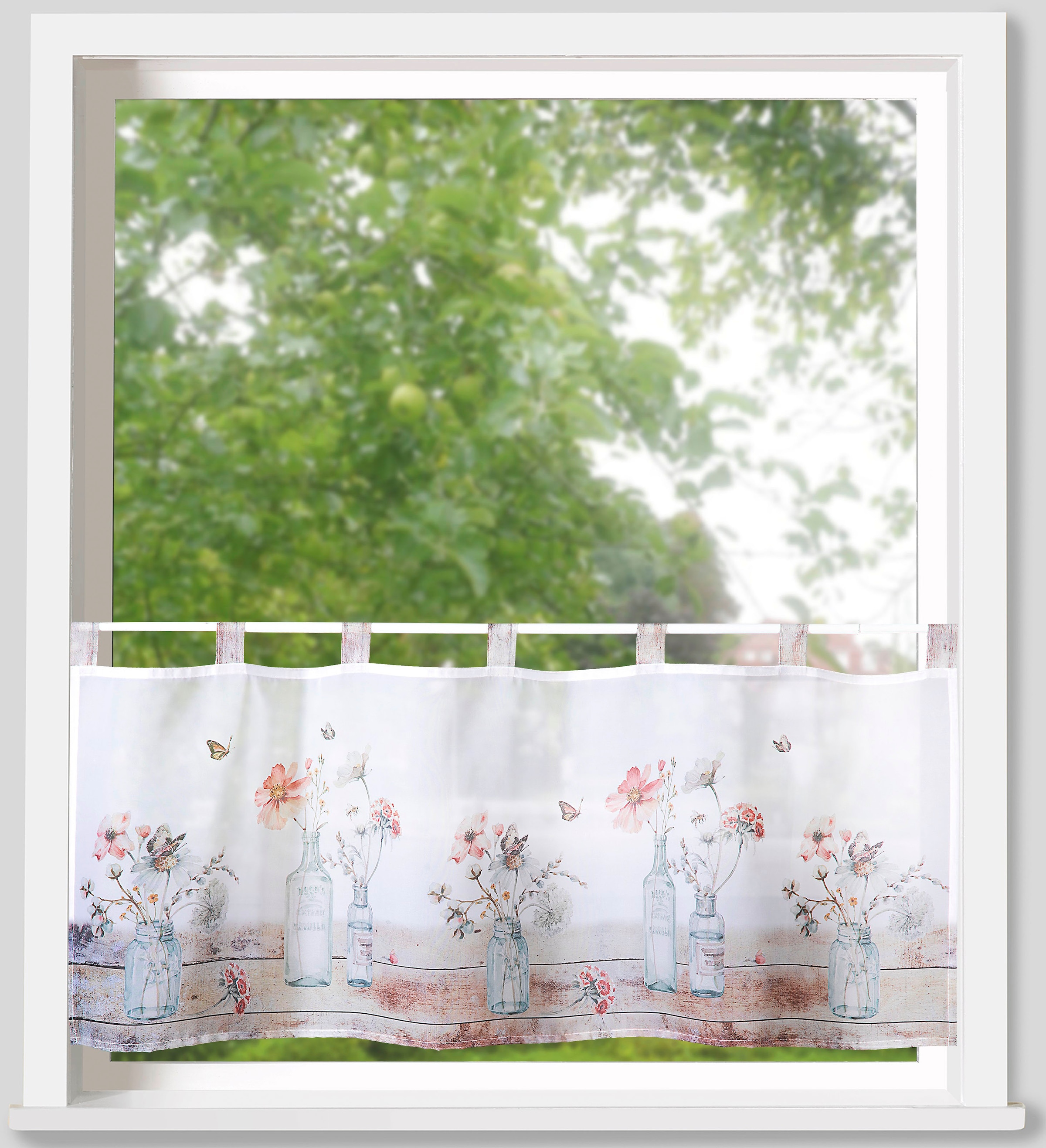 Weckbrodt Scheibengardine »Alva«, (1 St.), Bistro, Voile, bedruckt, floral, HxB 45x120cm, Gardine, Store