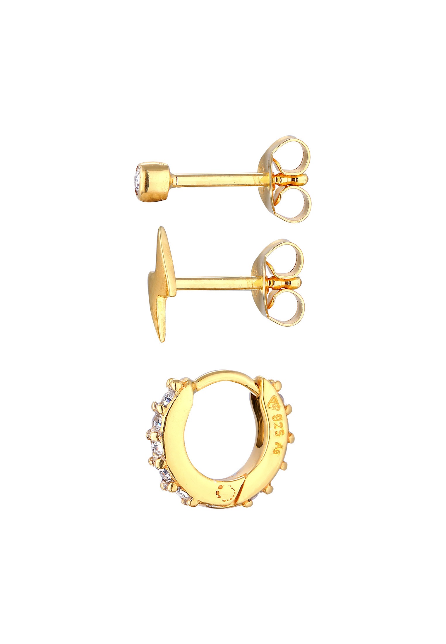 Elli Piercing-Set »Ohrringe Kristalle Blitz Creole 3er Set 925 Silber«