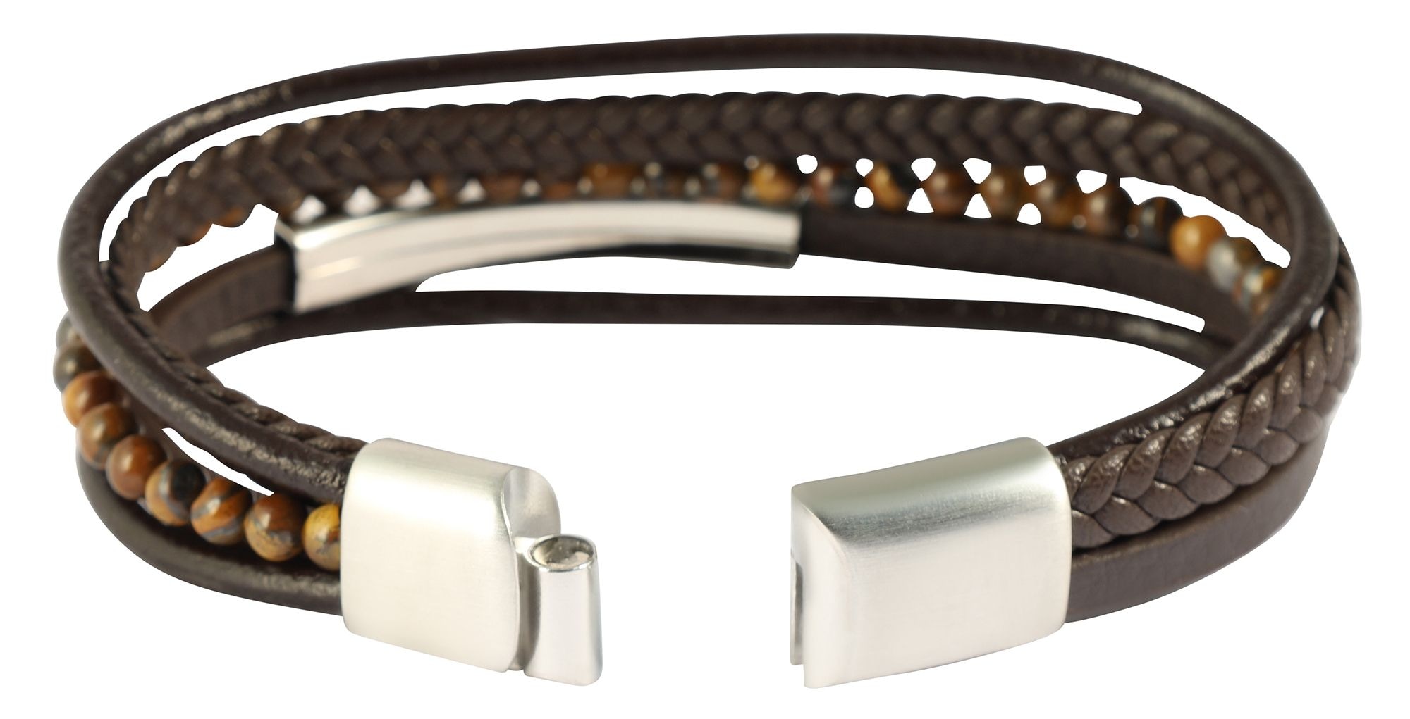 Adelia´s Lederarmband »Herren Armband ¿ Lederarmband aus Leder mit Tigerauge 19 cm«