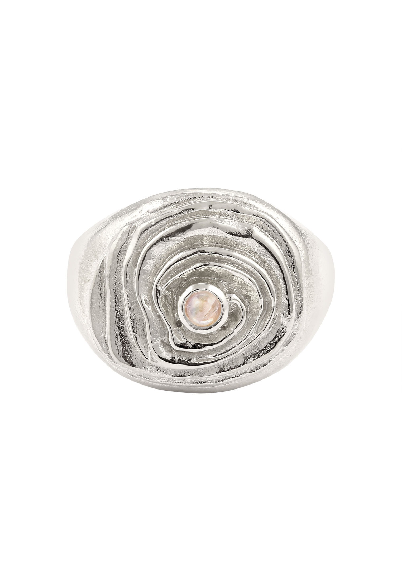 HAZE & GLORY Silberring »Ring Kreis Mondstein Weiß 925 Sterling Silber«