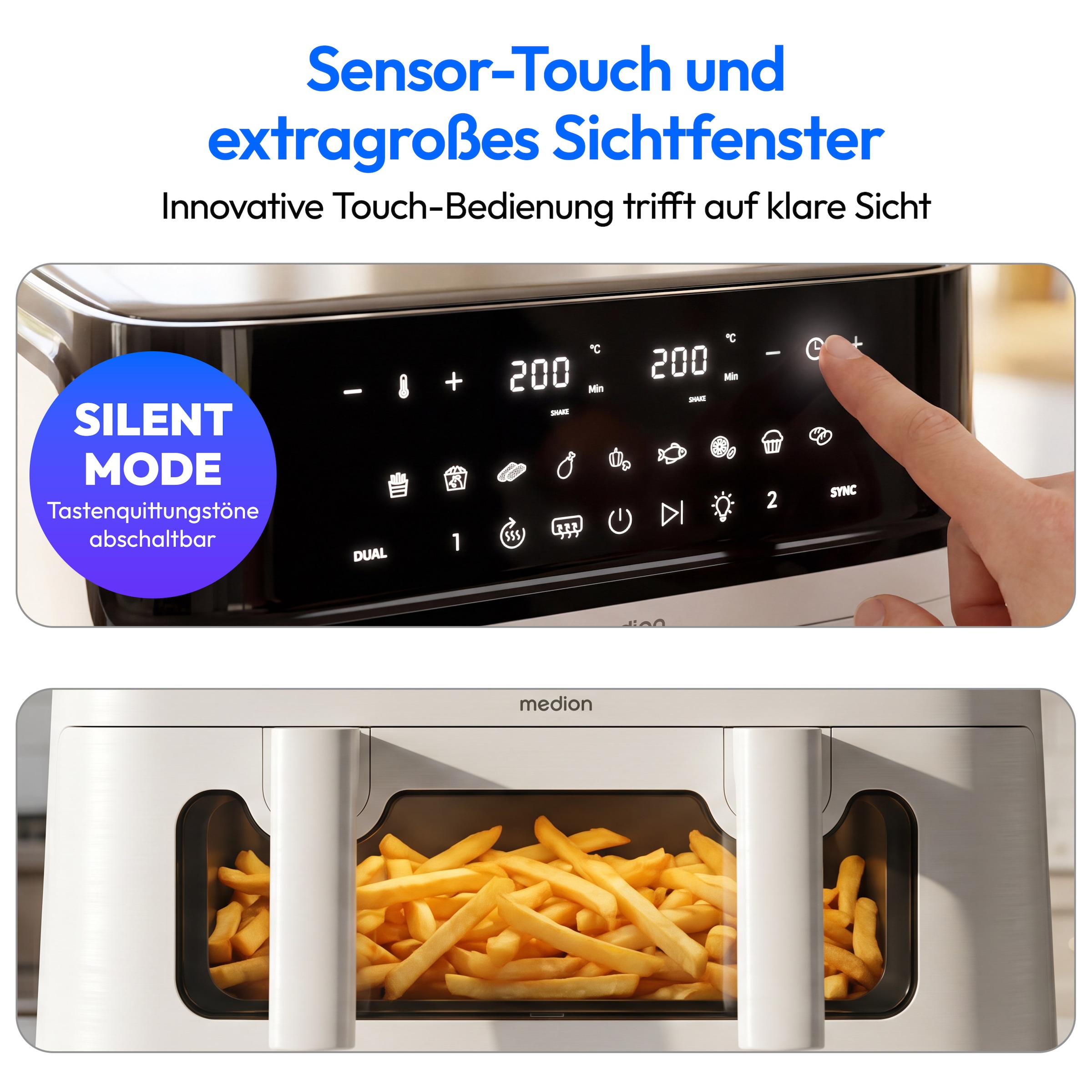 Medion® Heißluftfritteuse »MD 100057« 3040 W Volumen (gesamt): 10,8 L
