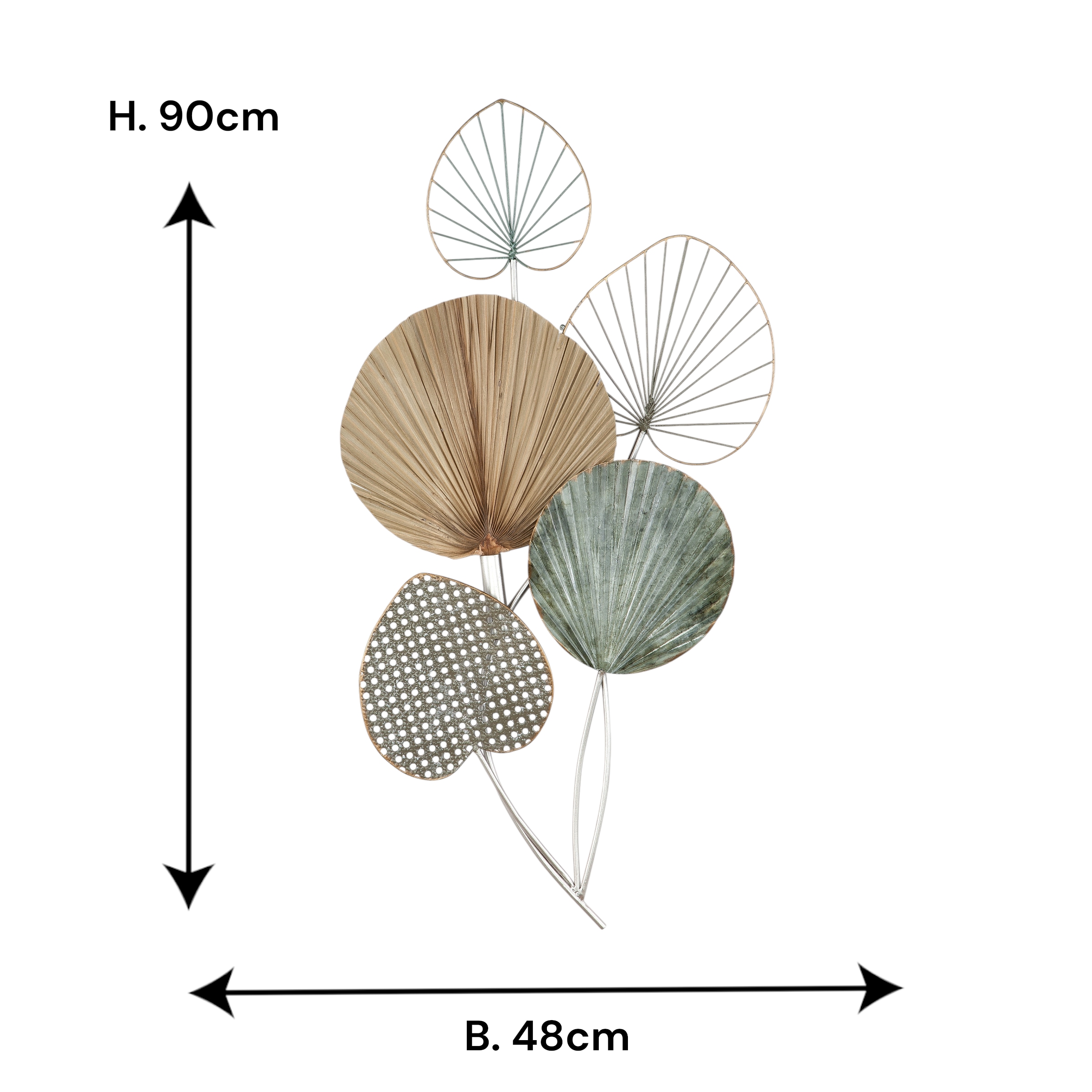 GILDE Wanddekoobjekt »Wandrelief 5 Blätter« Wanddeko Bilder Metall, 3D,  Blumen Blätter