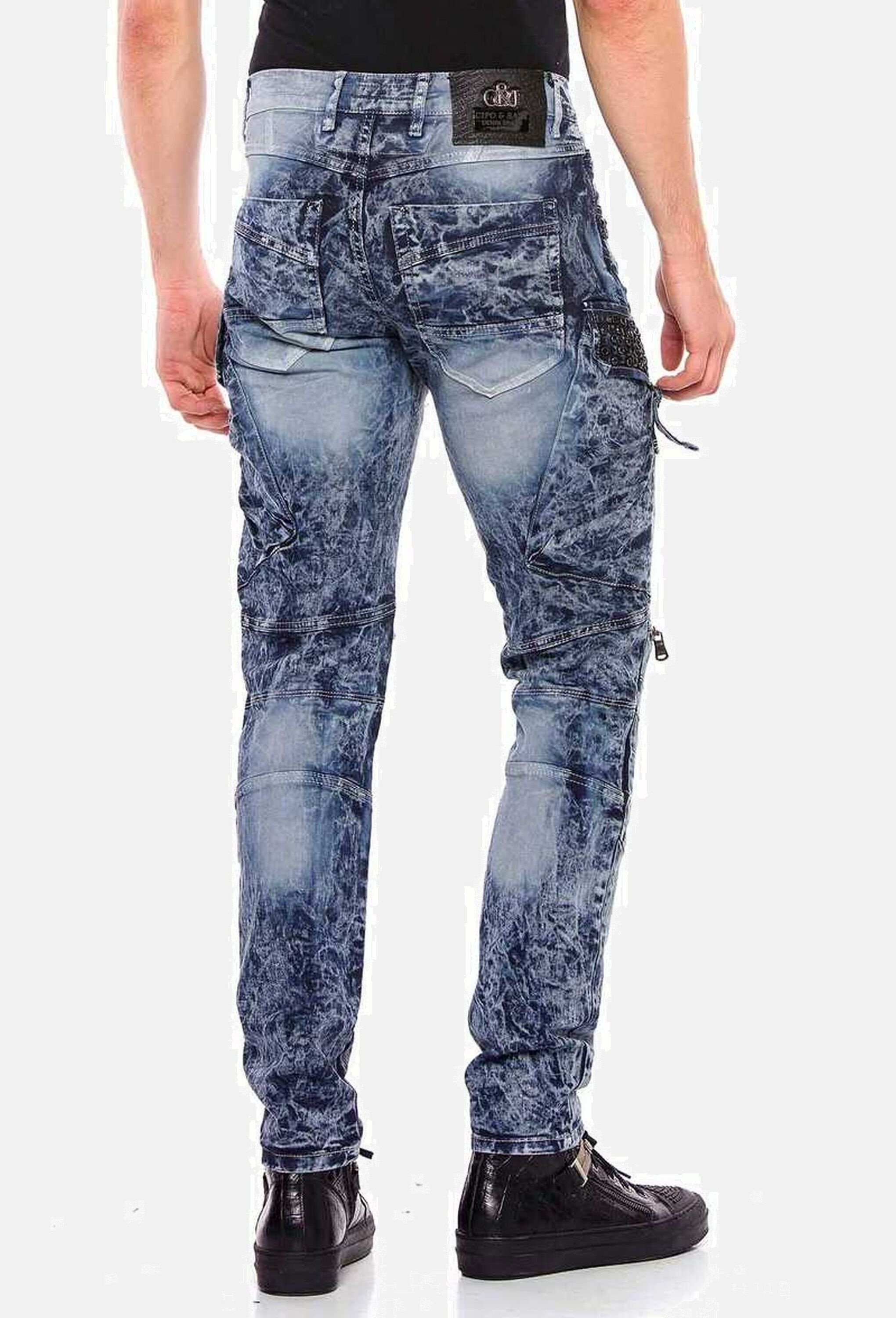 Cipo & Baxx Bikerjeans »Cipo & Baxx Jeans« Mit Ripp-Details, CD494