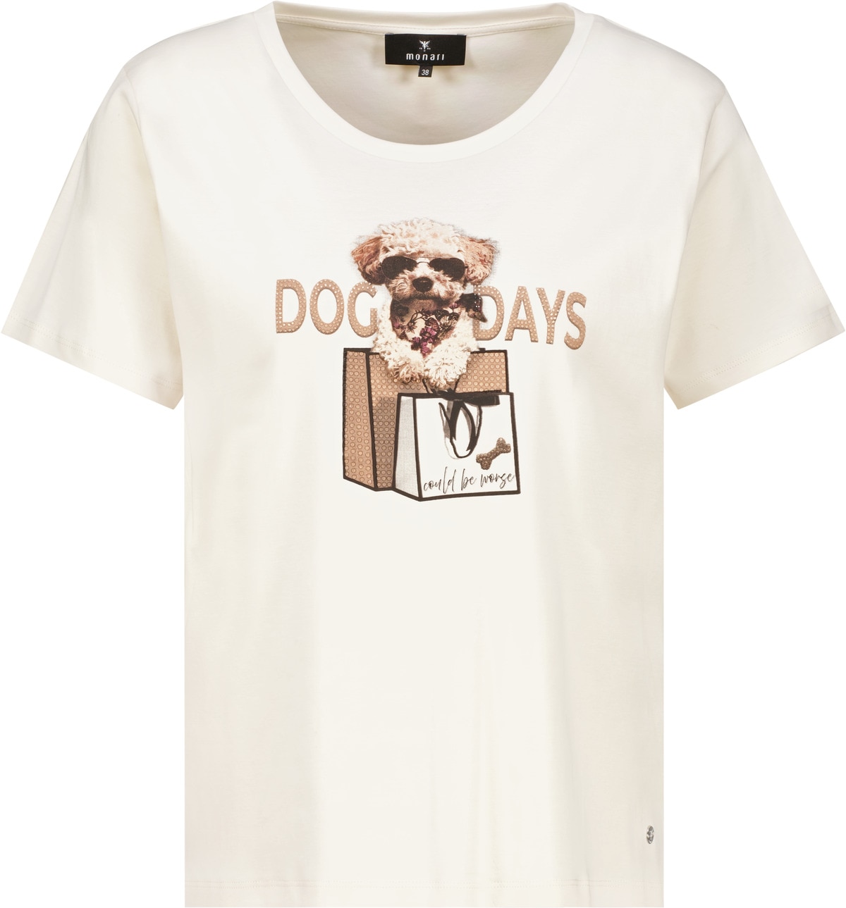Monari T-Shirt »Shirt Druck + Schmuck« Regular fit mit Rundhalsausschnitt