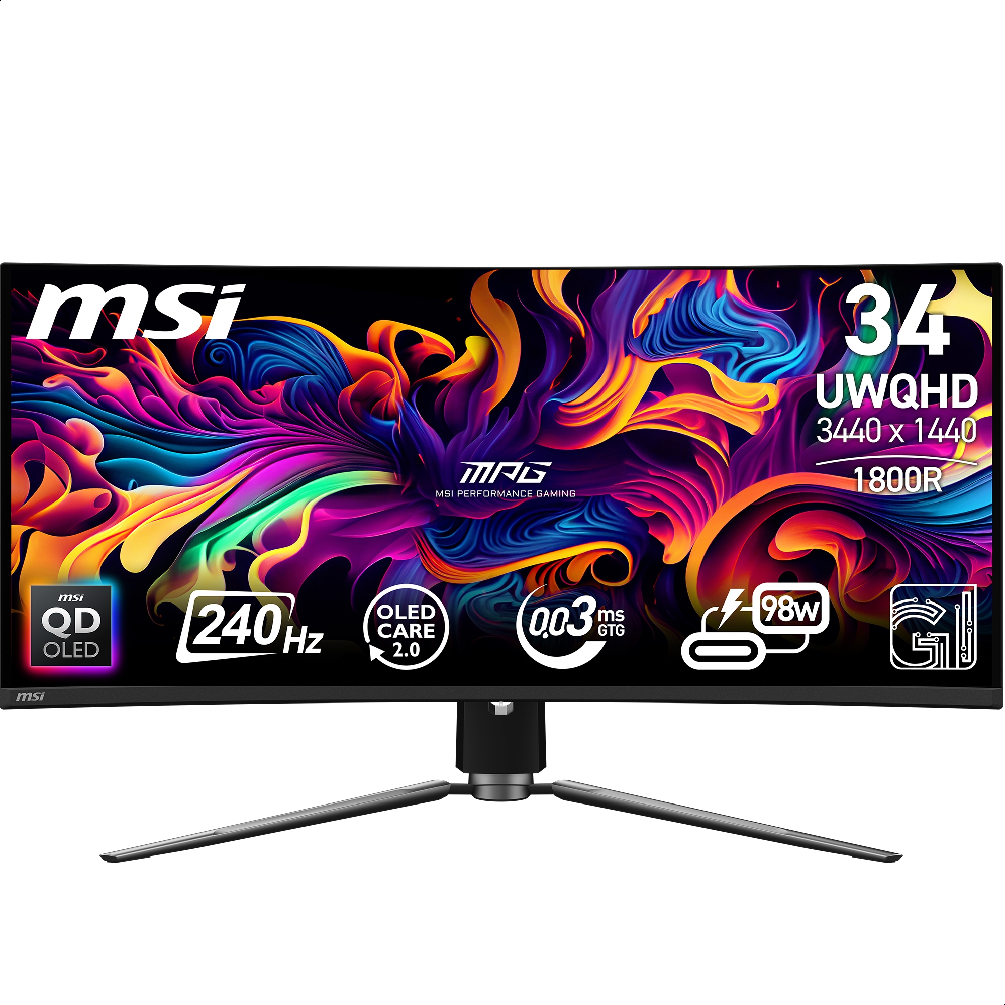 MSI Curved-Gaming-OLED-Monitor »MPG 341CQPX QD-OLED«, 86,8 cm/34 Zoll, 3440 x 1440 px,...