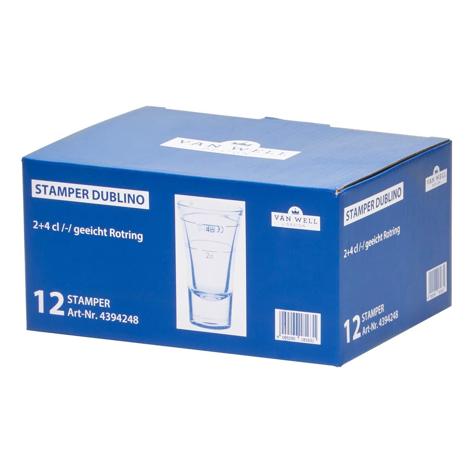 van Well Schnapsglas »Stamper geeicht mit Rotring Dublino 2 cl + 4cl 12er Set transparent«
