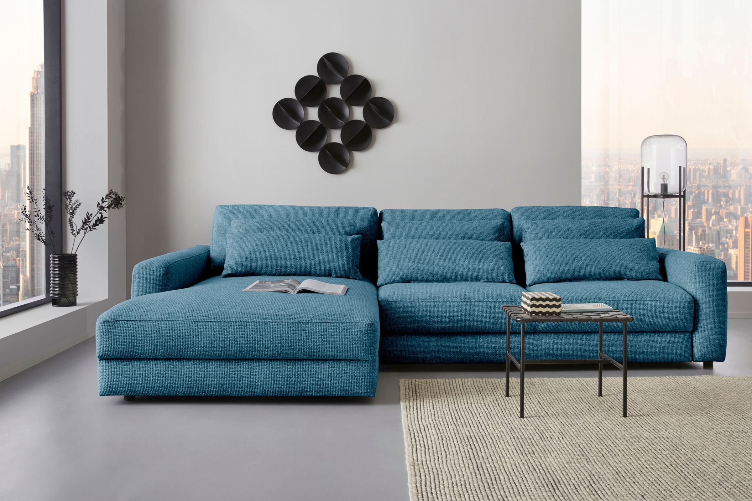 Places of Style Ecksofa »Bloomfield, bequem und elegant, L-Form«, wahlweise mit Bettfunktion und Bettkasten