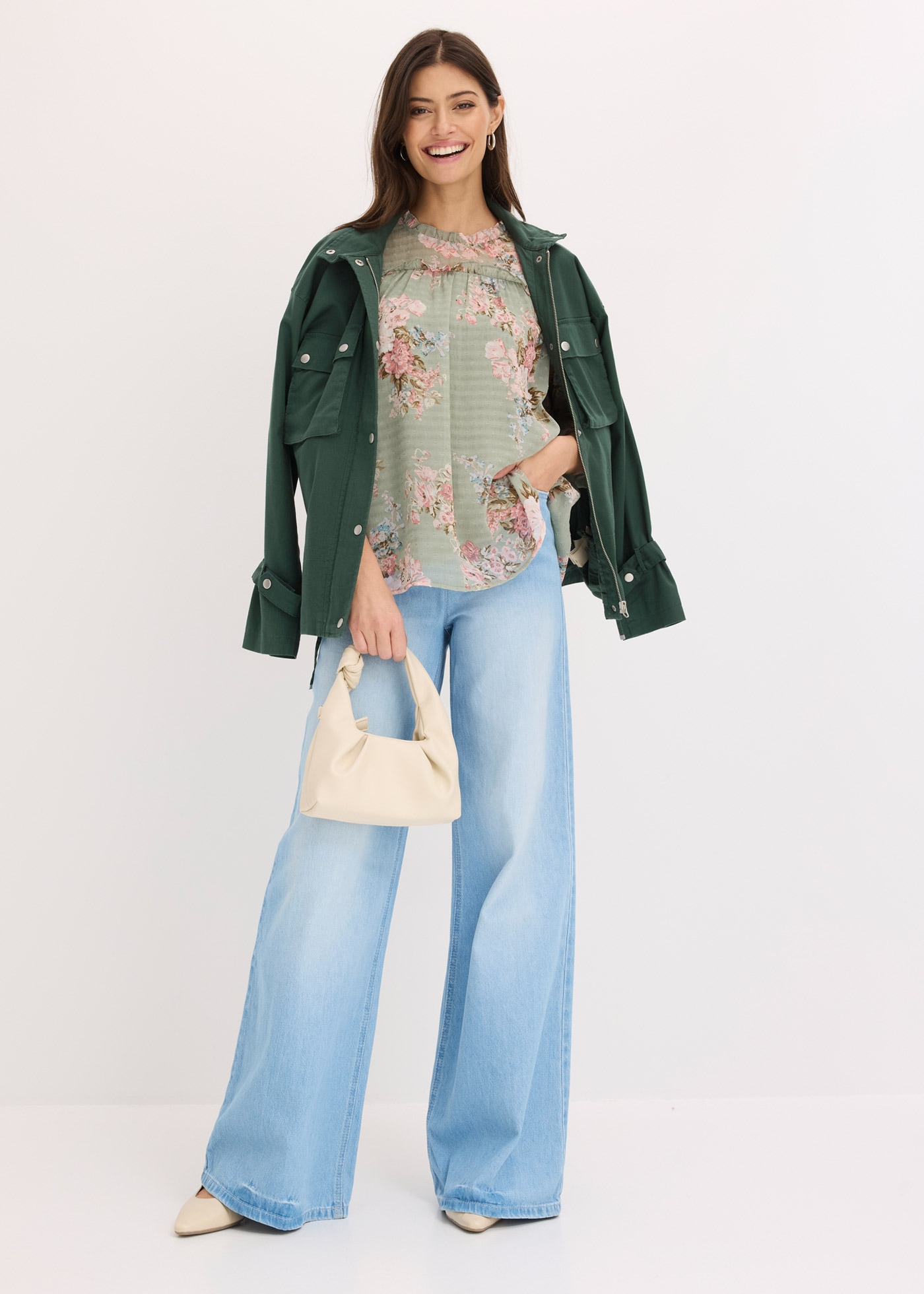 bonprix Tunika eleganter Stil, ausgestellte Passform, mit 3/4-Ärmeln