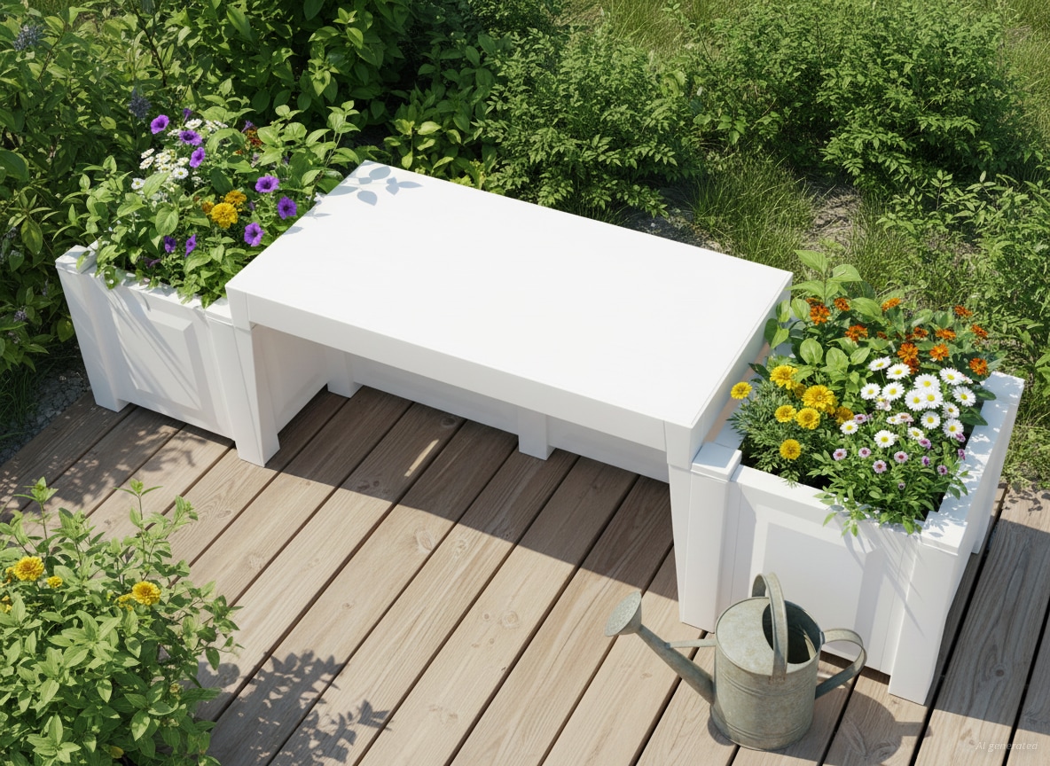 KHW Gartenbank »Berlin« mit zwei Pflanzkästen, weiß