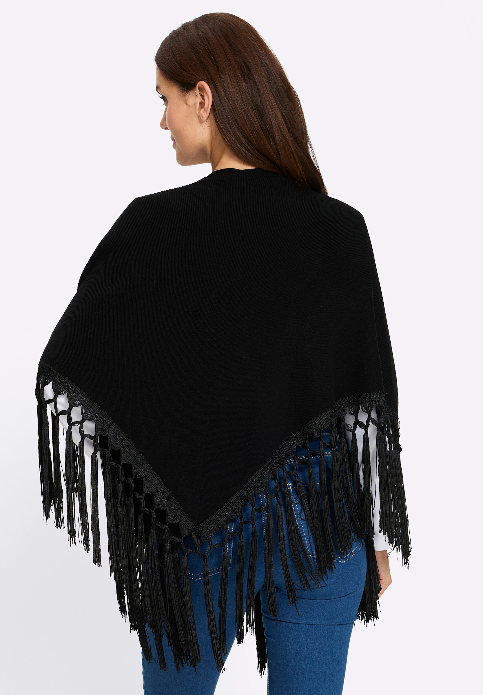 heine Strickcape »Cape Strickcape mit Fransen«